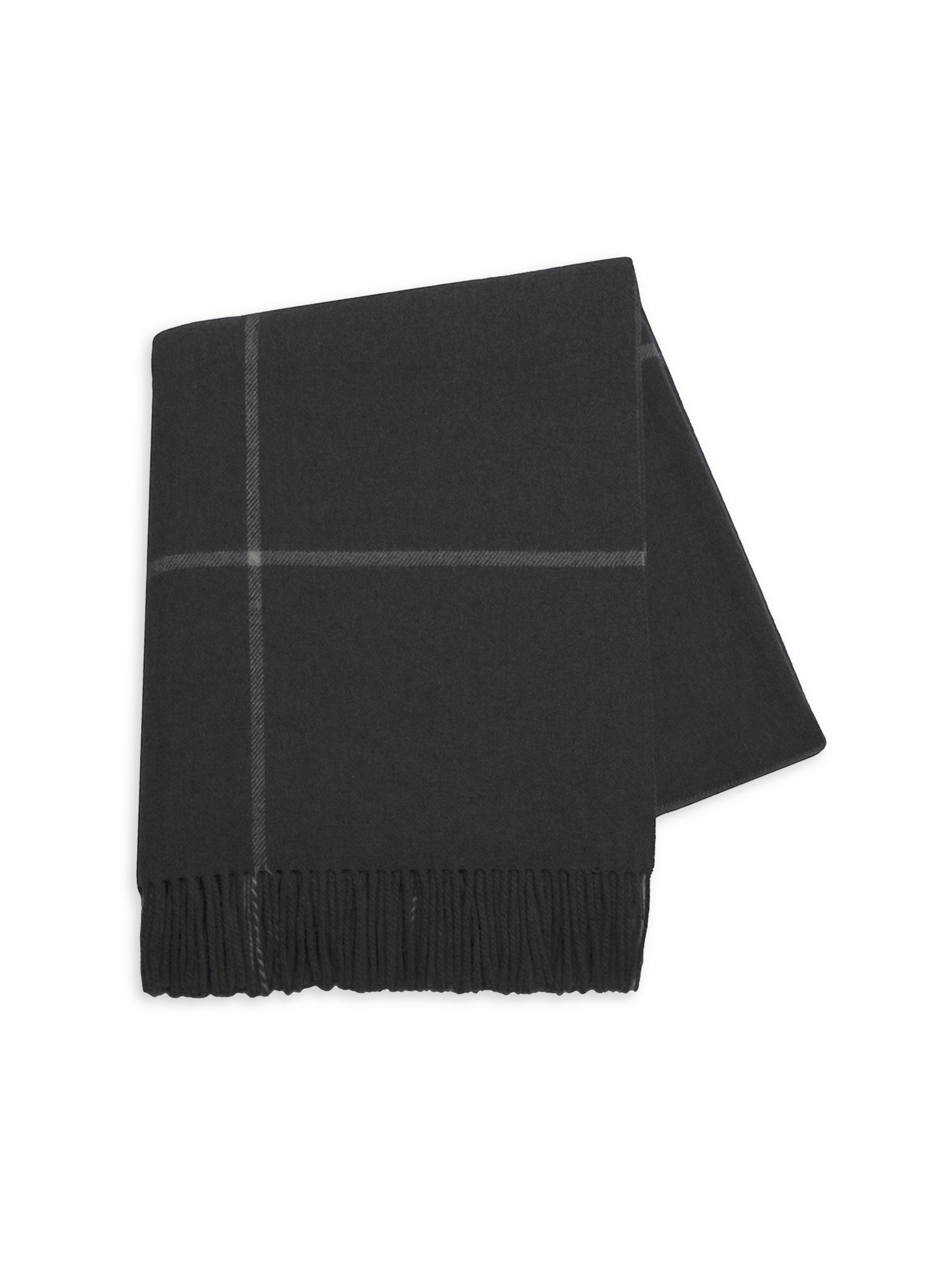 Lands Downunder Windowpane Cashmere Throw - Onyx