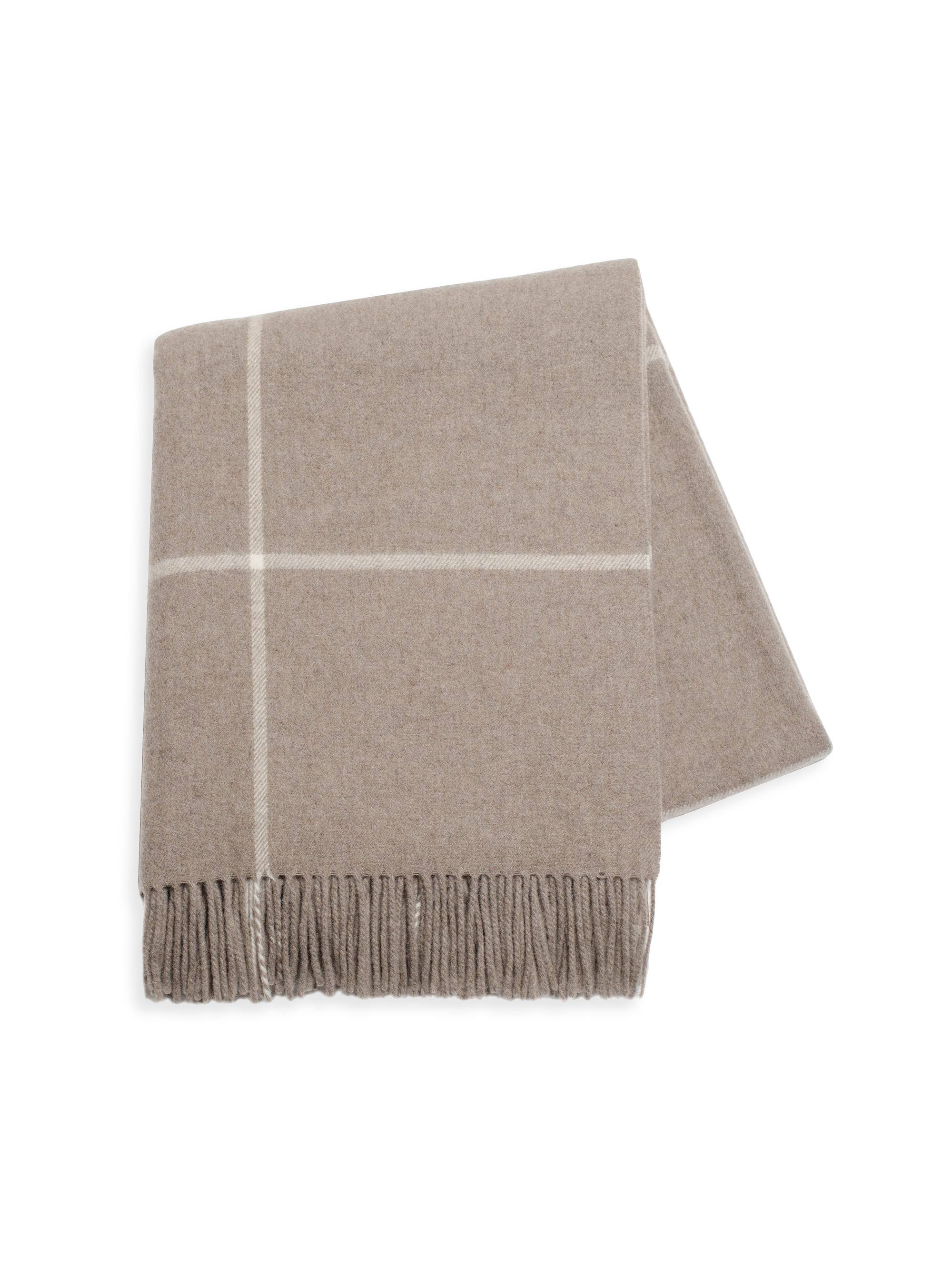 Lands Downunder Windowpane Cashmere Throw - Taupe
