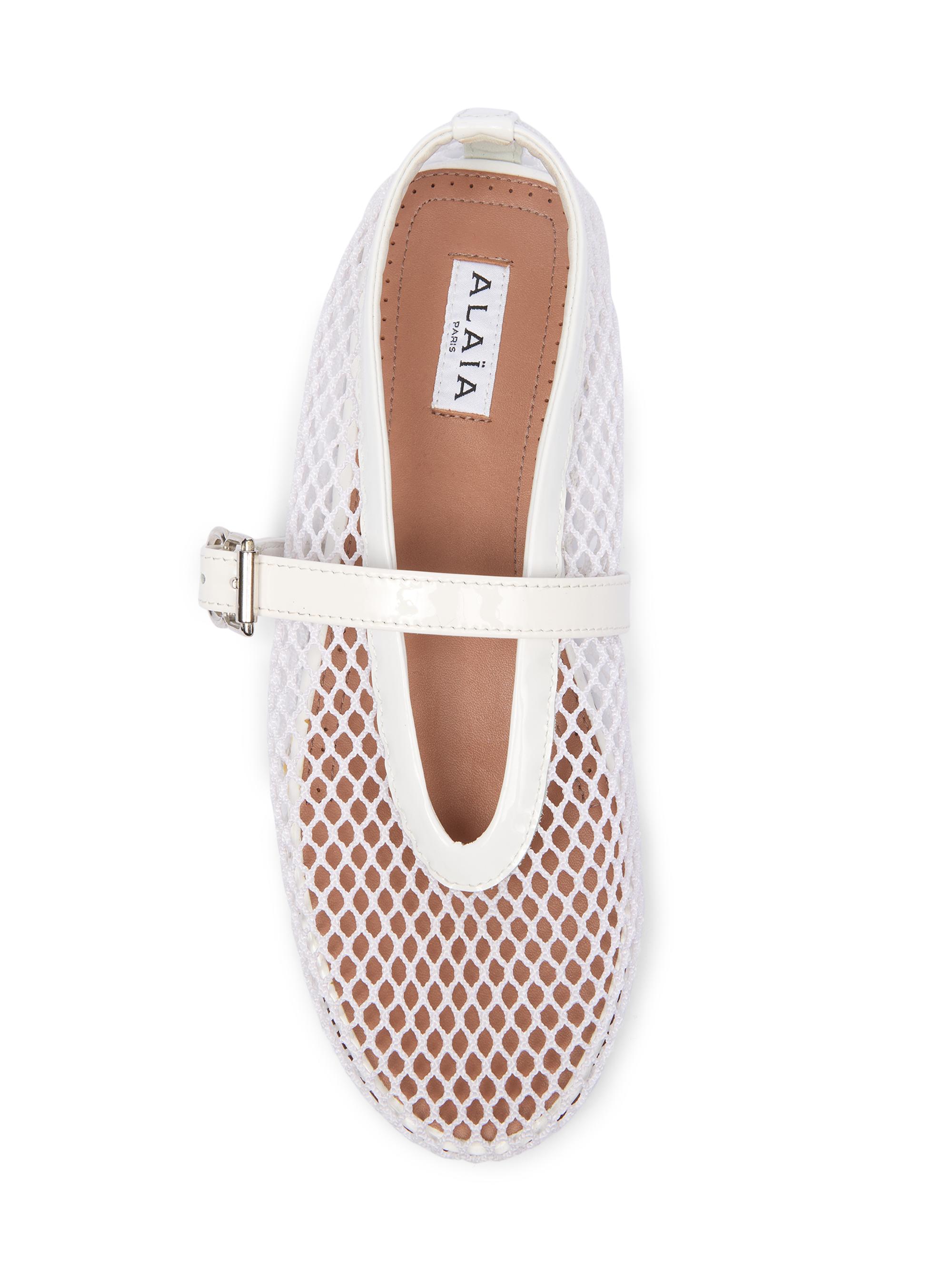 Alaïa Ballerina Strap Fishnet Flats Saks Fifth Avenue