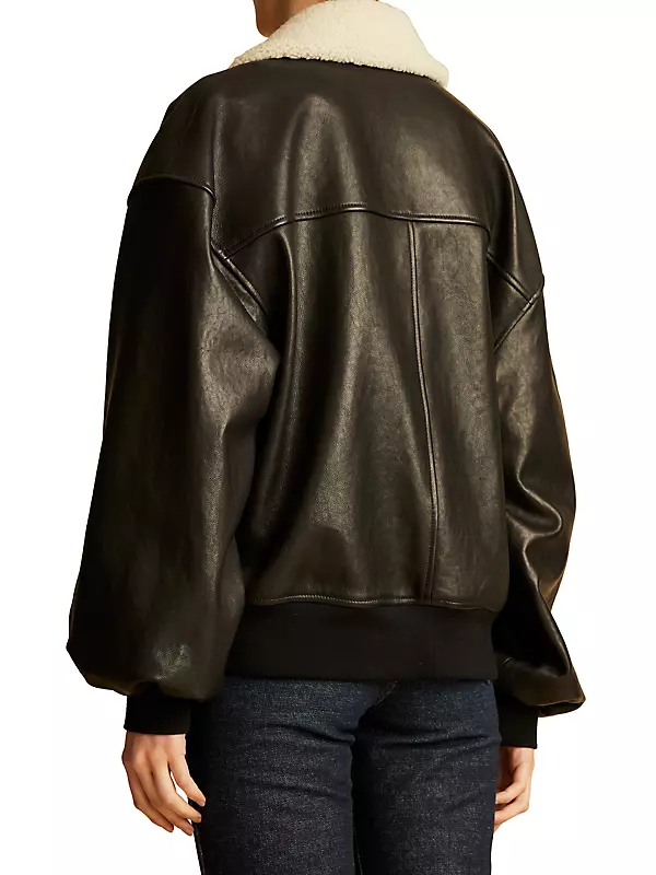 Shellar Oversized Leather & Lambskin Shearling Jacket