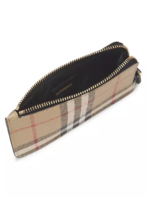 BURBERRY: credit card holder in coated cotton and leather - Beige