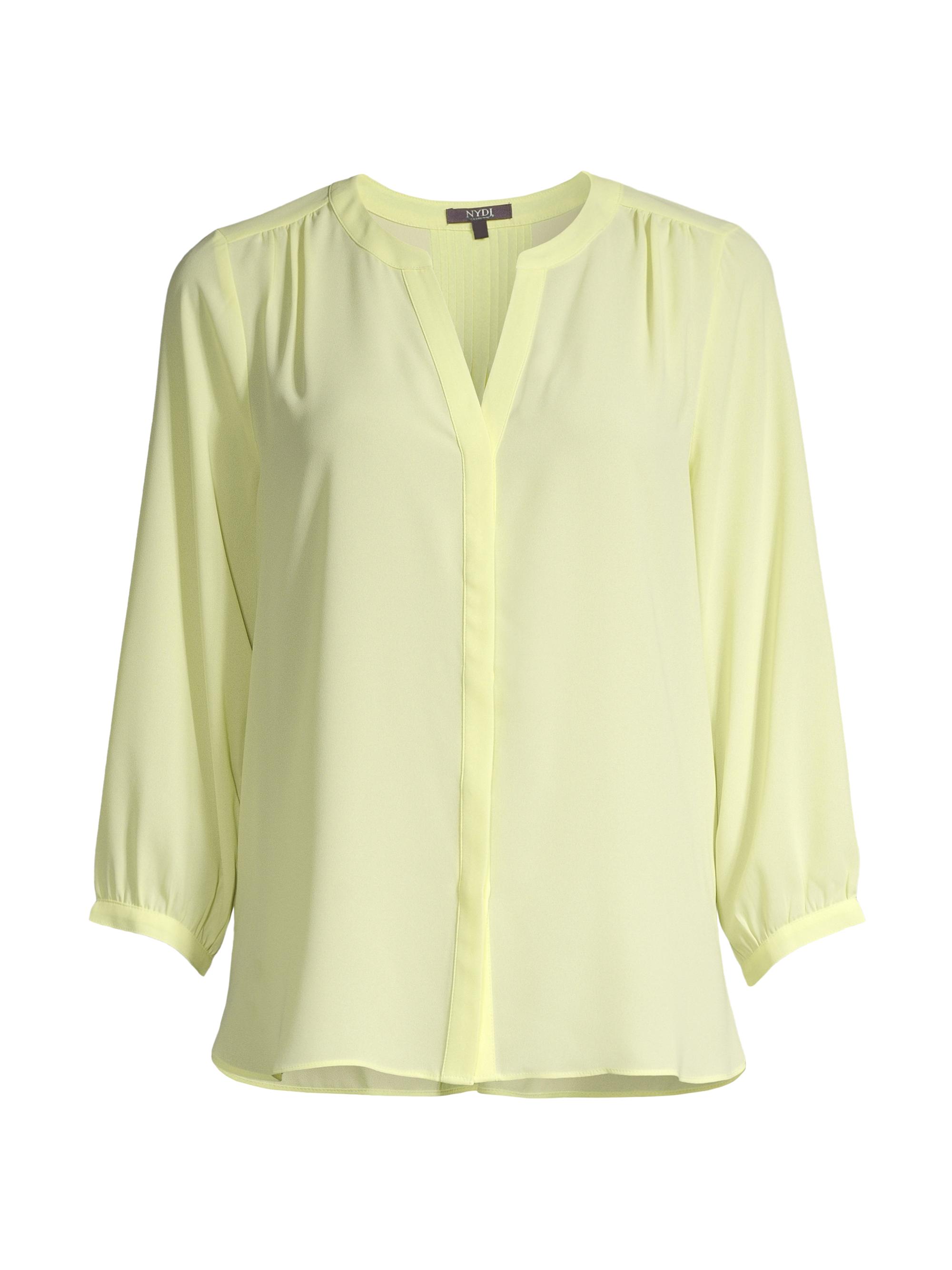 NYDJ Women's Pin-Tucked Button-Front Blouse - Daffodil