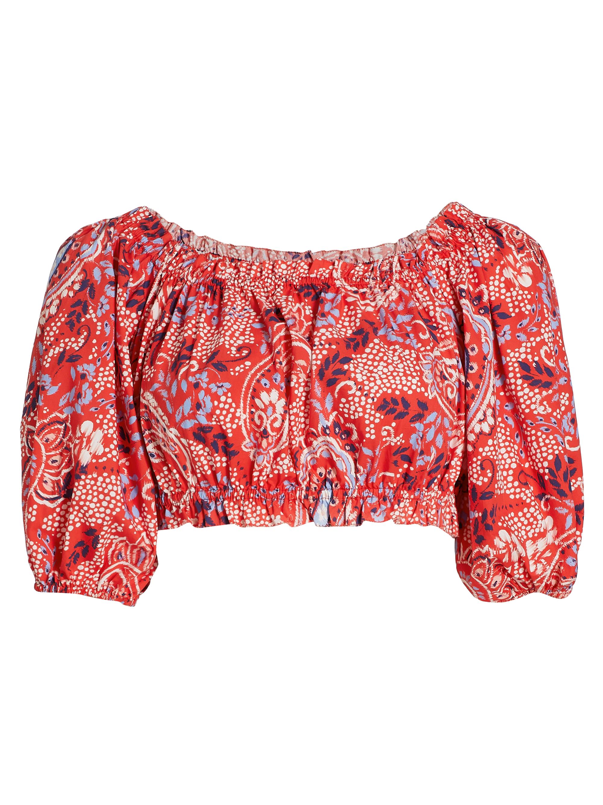 Cara Cara Women's Dana Crop Top - Paisley Border Spice