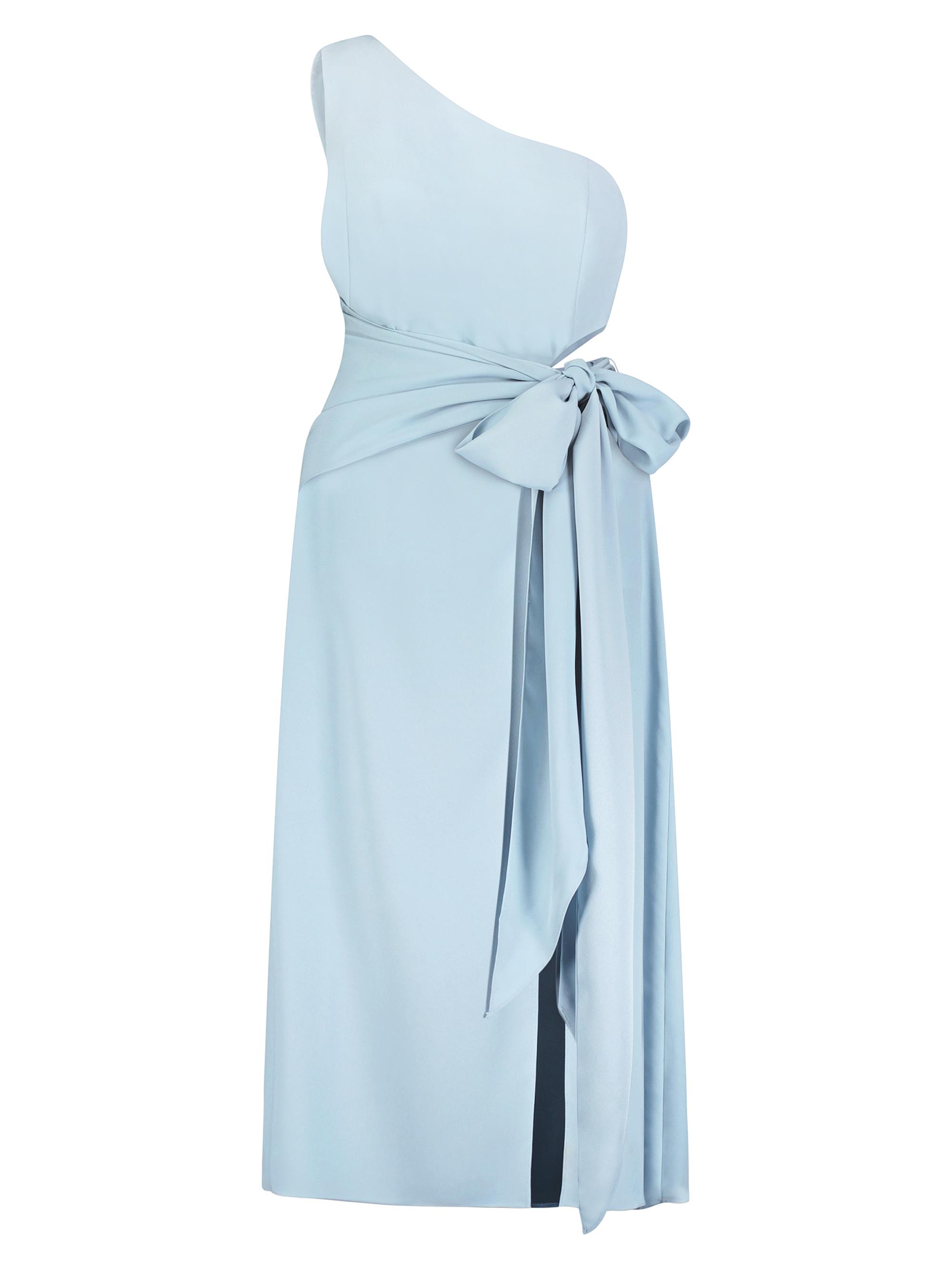 BCBGMAXAZRIA Women's One-Shoulder Cut-Out Bow Gown - Dusty Blue
