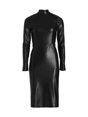 ALICE + OLIVIA Women's Delora Faux Leather Sheath Dress - Black