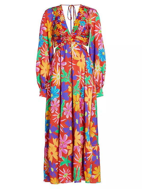 Shop PatBO Aster Long-Sleeve Cutout Dress