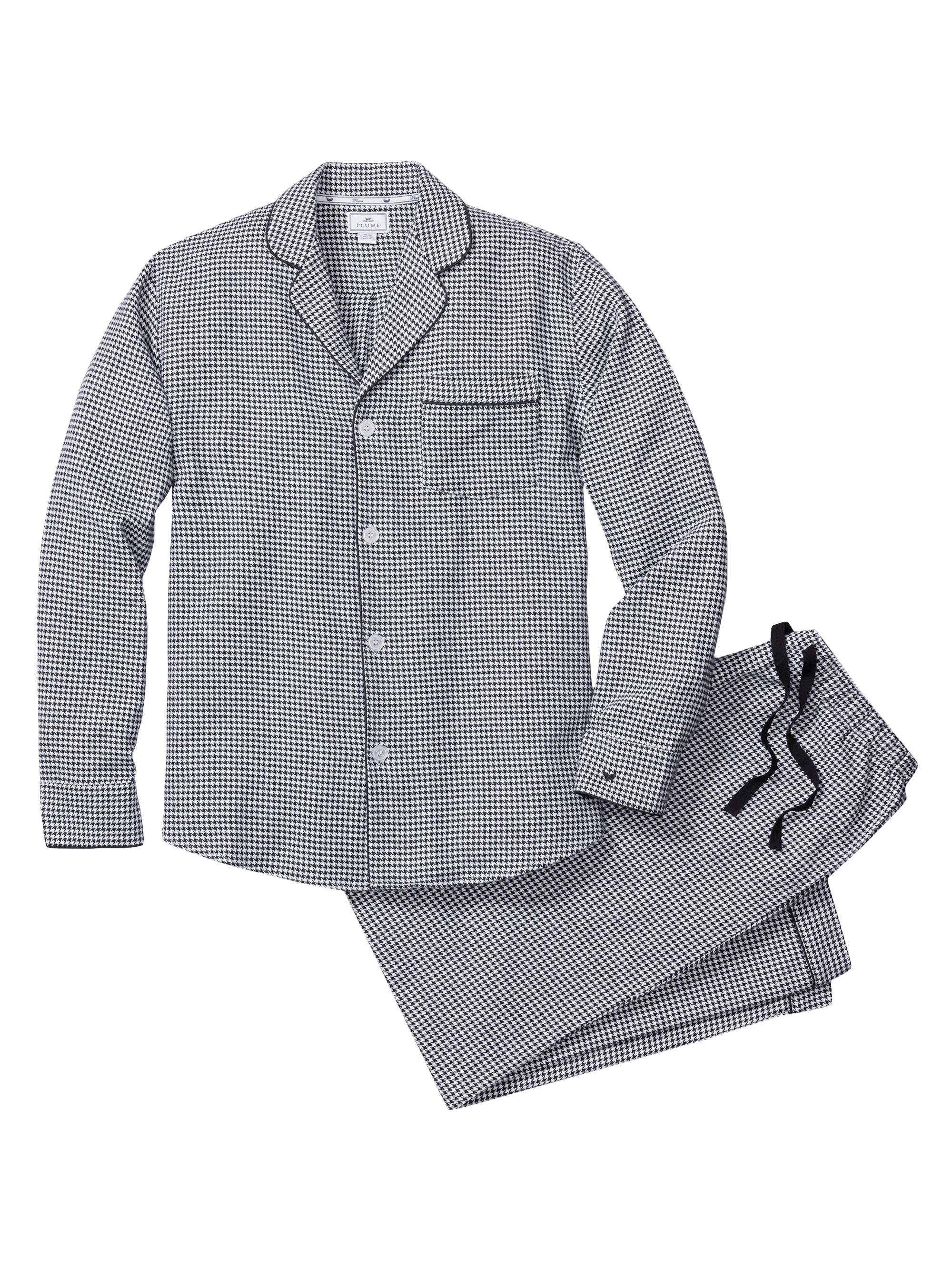 Petite Plume Men's 2-Piece West End Houndstooth Pajama Set - Black