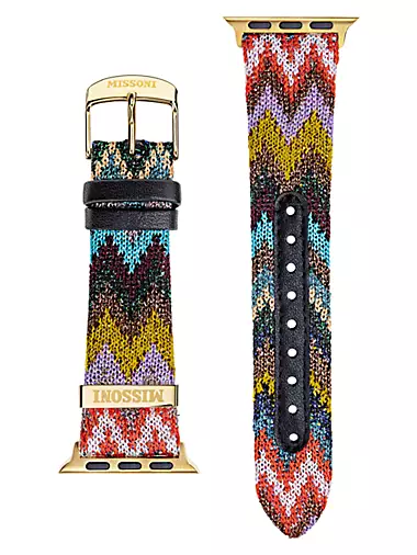 Apple Watch® Zigzag Multicolor Fabric and Leather Watch Strap/24MM