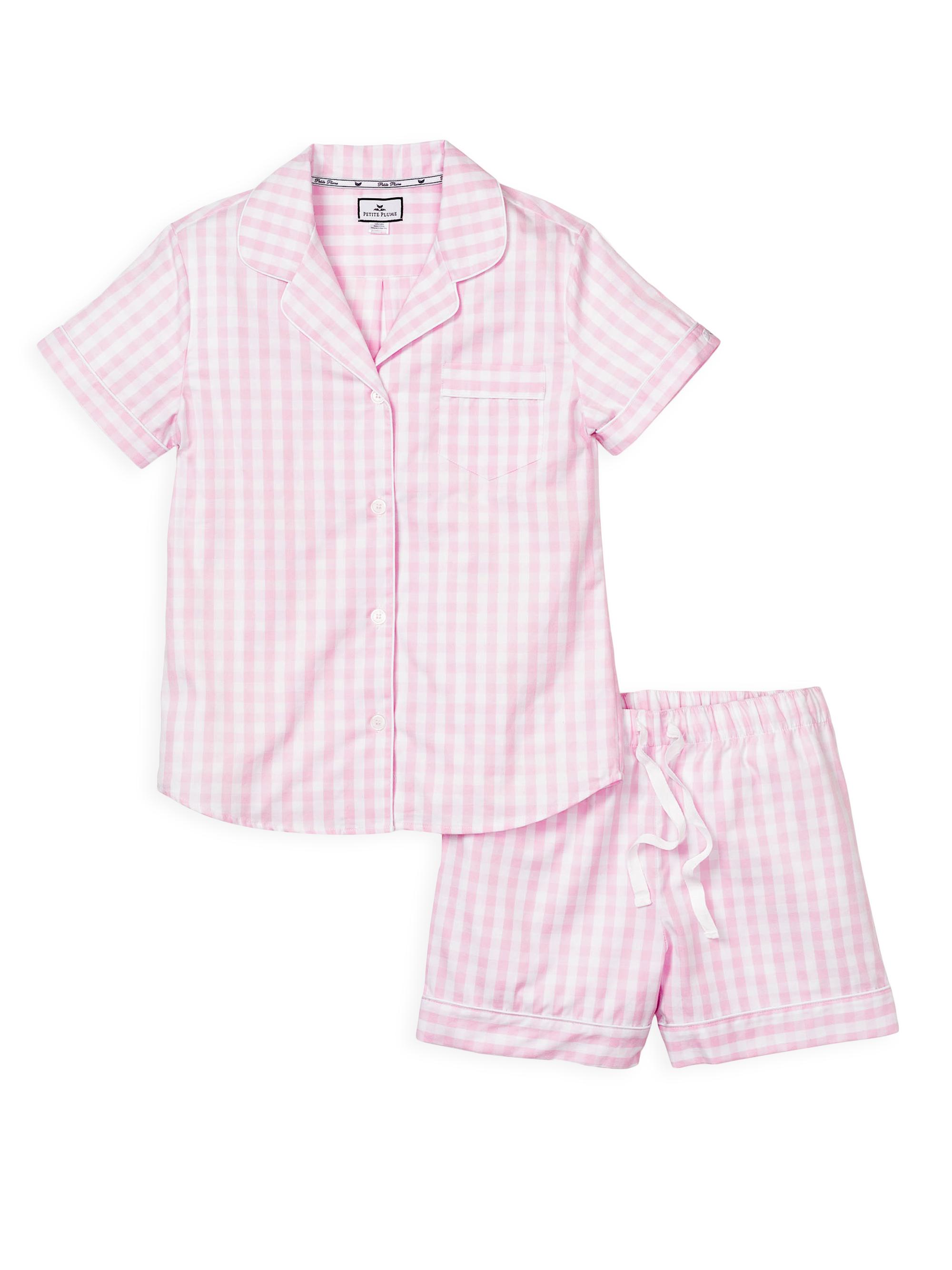 Petite Plume Women's Gingham Pajama Shorts Set - Pink