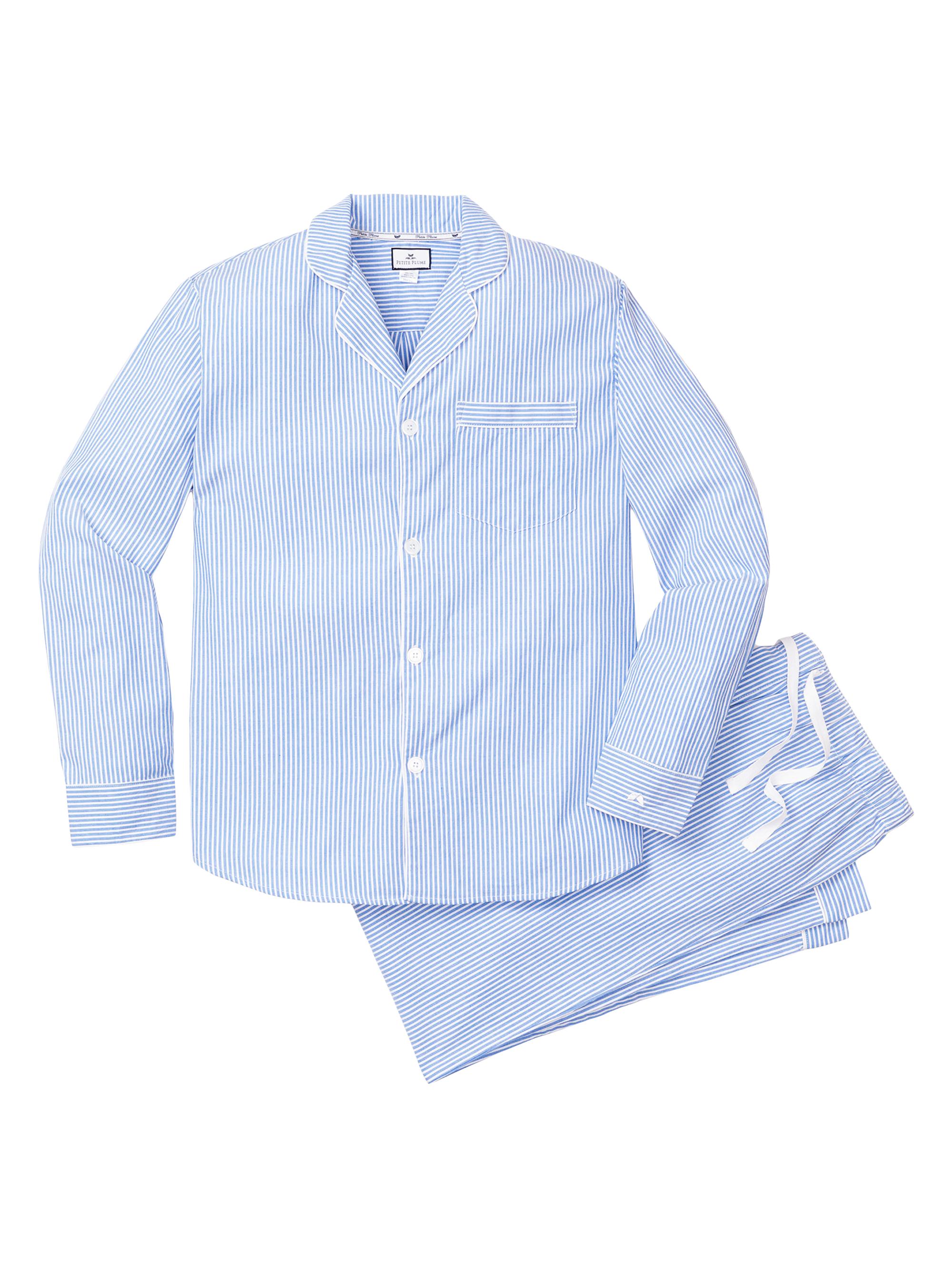 Petite Plume Men's French Blue Seersucker Pajama Set - Blue