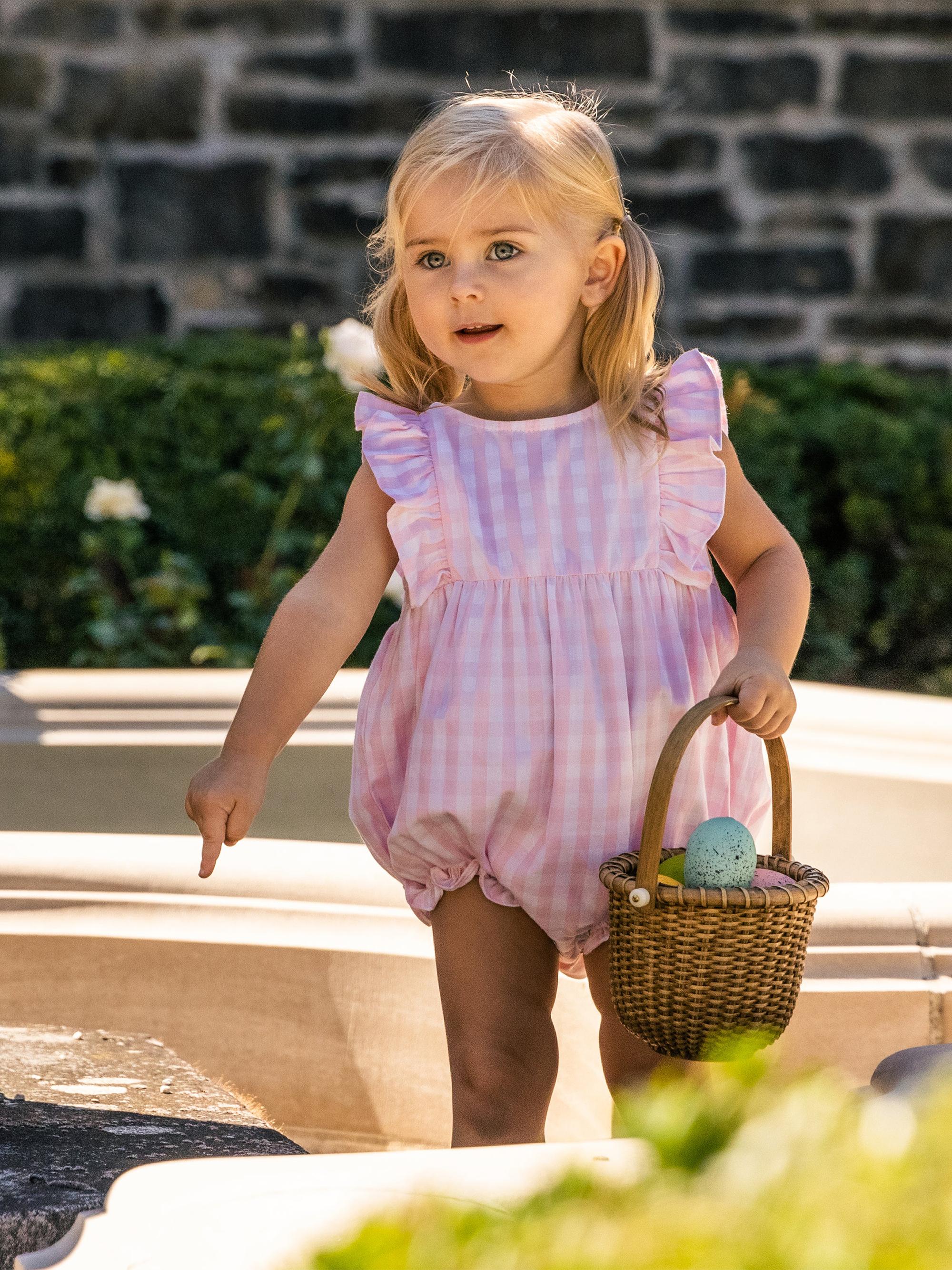 Petite Plume ​Baby Girl's Gingham Ruffle Romper Saks Fifth Avenue