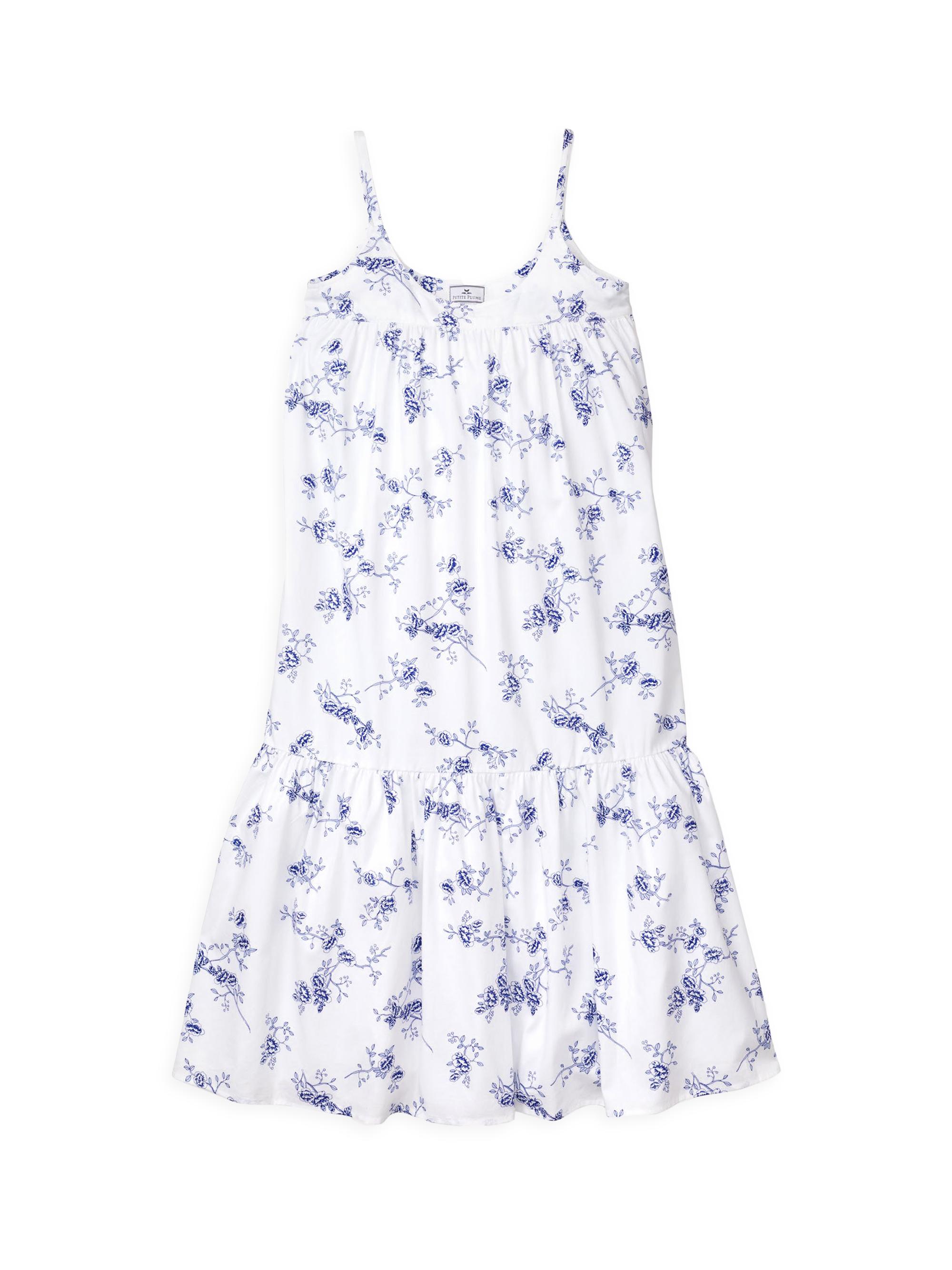 Petite Plume Indigo Floral Chloe Nightgown - White