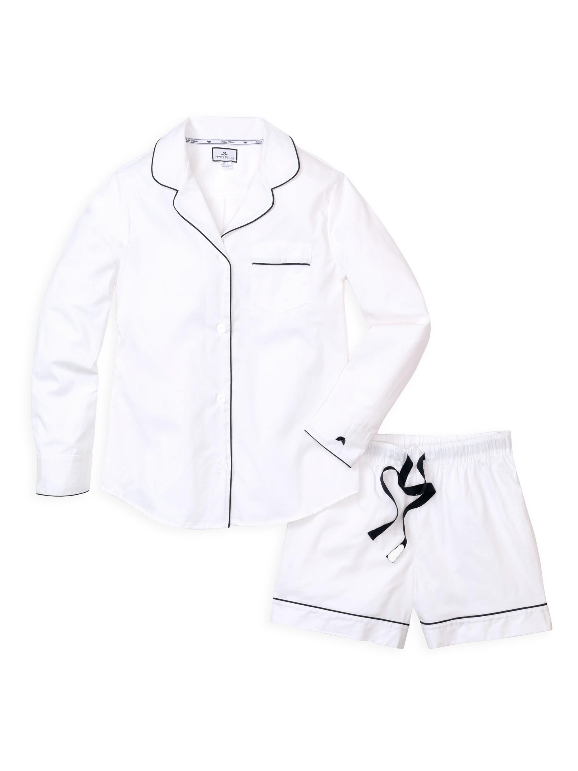 Petite Plume Classic Long Sleeve Pajama Set - White