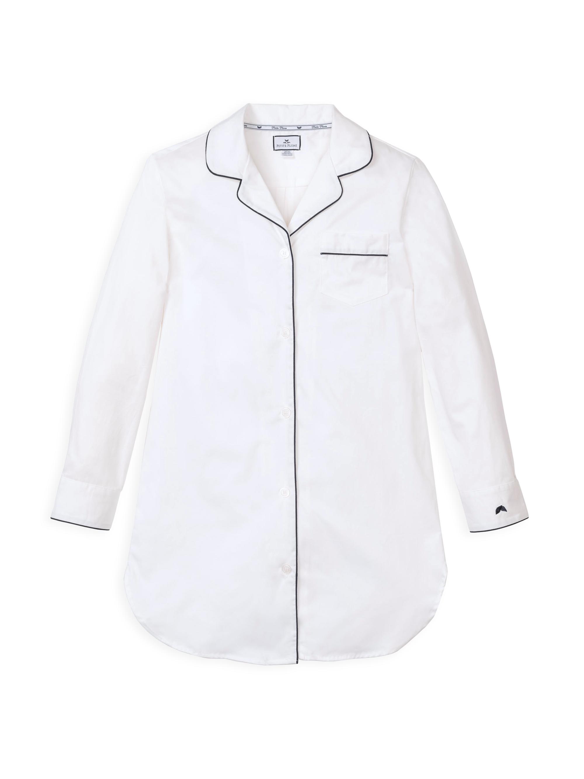 Petite Plume Contrast Trim Nightshirt - White