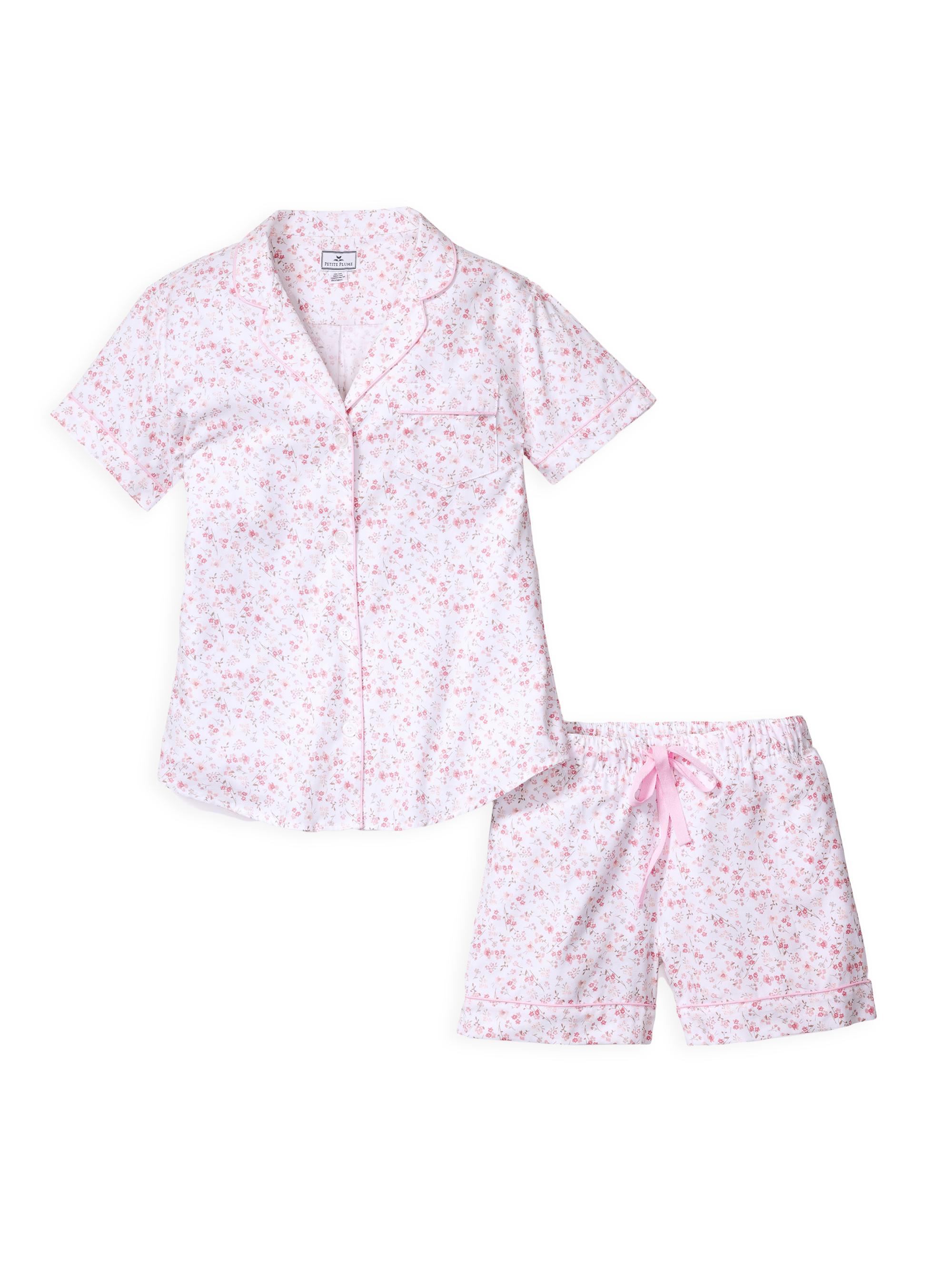 Petite Plume Dorset Floral Pajama Shorts Set - White