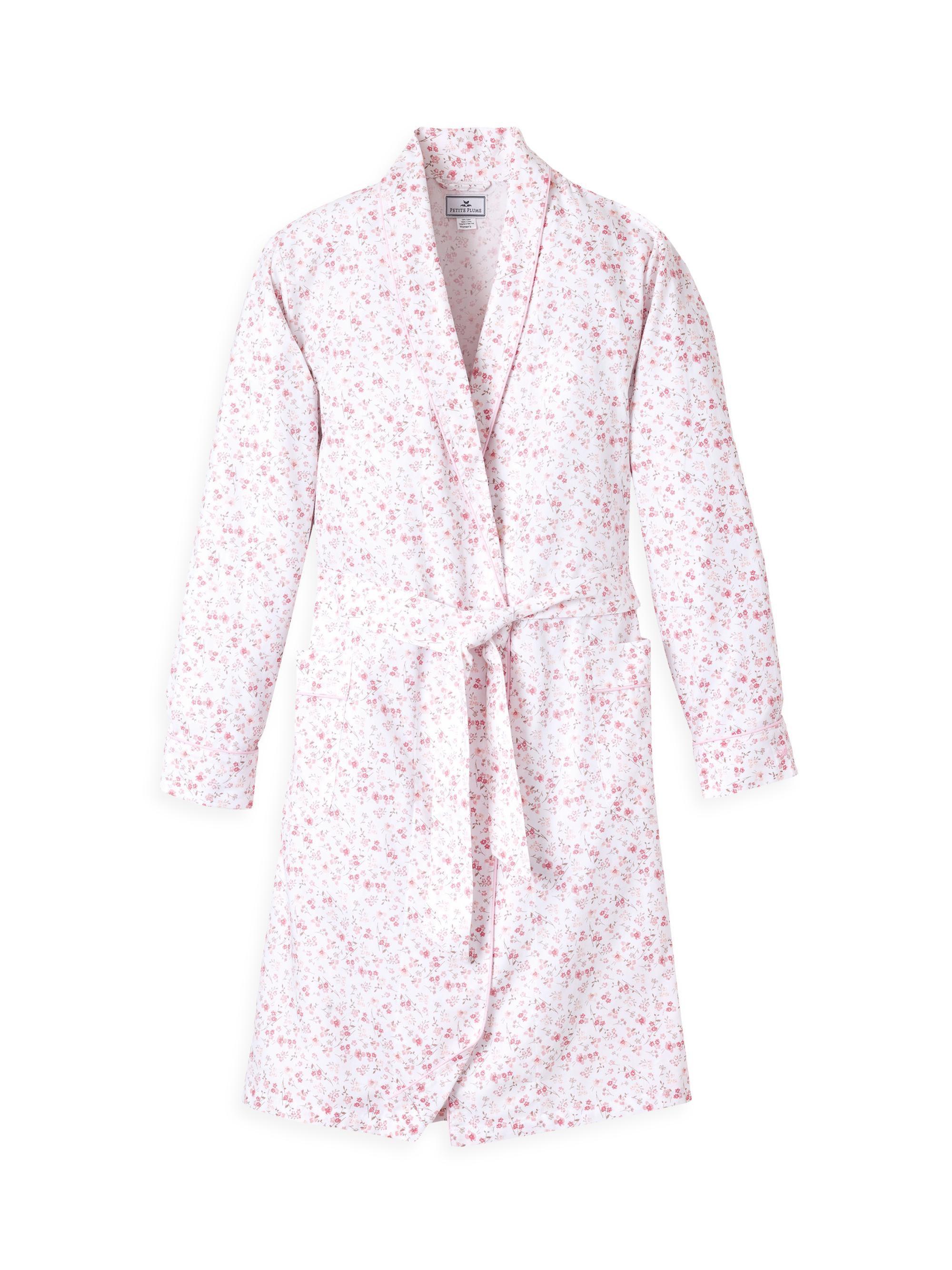 Petite Plume Women's Dorset Floral Robe - White