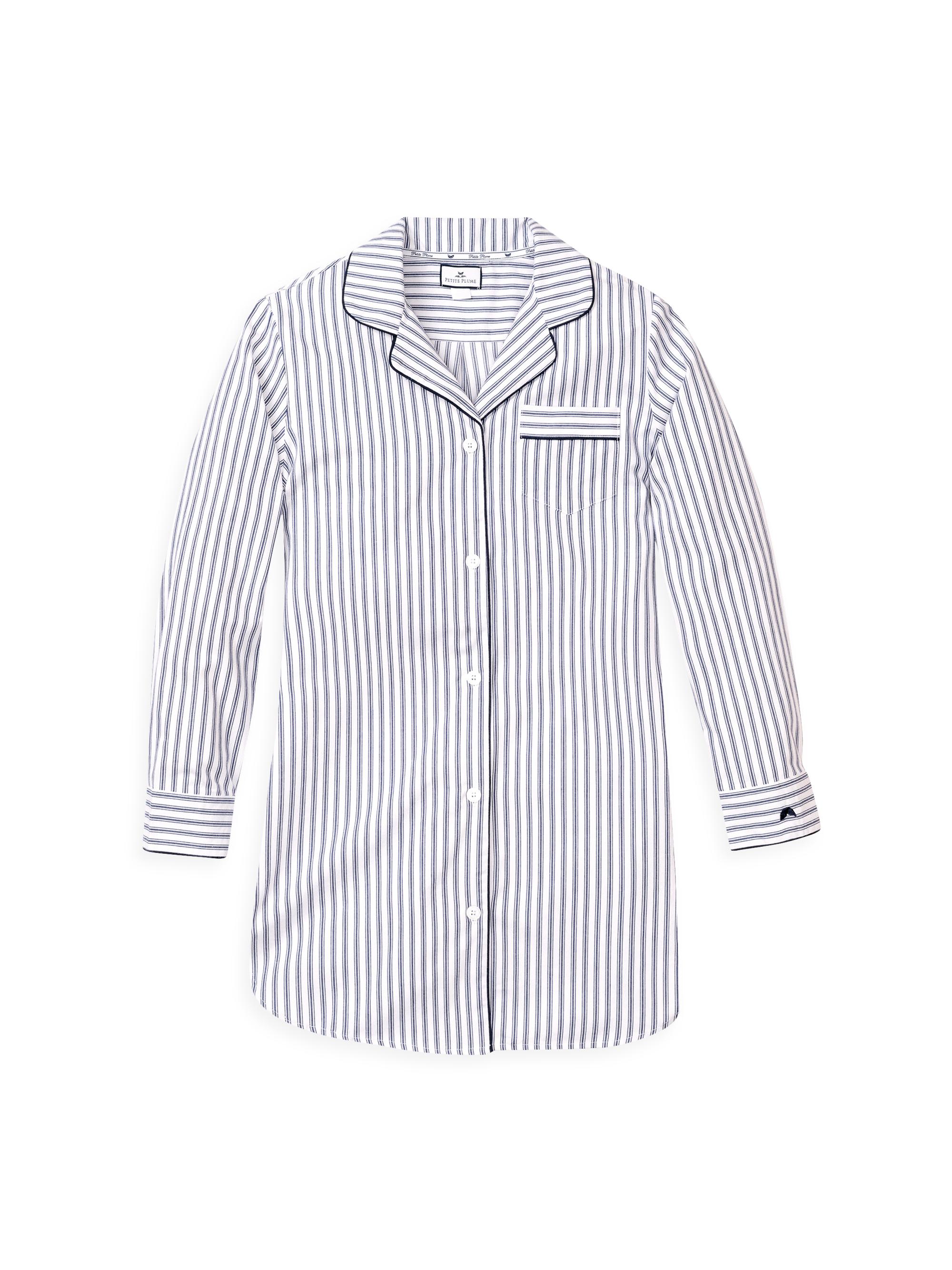 Petite Plume French Ticking Nightshirt - Blue