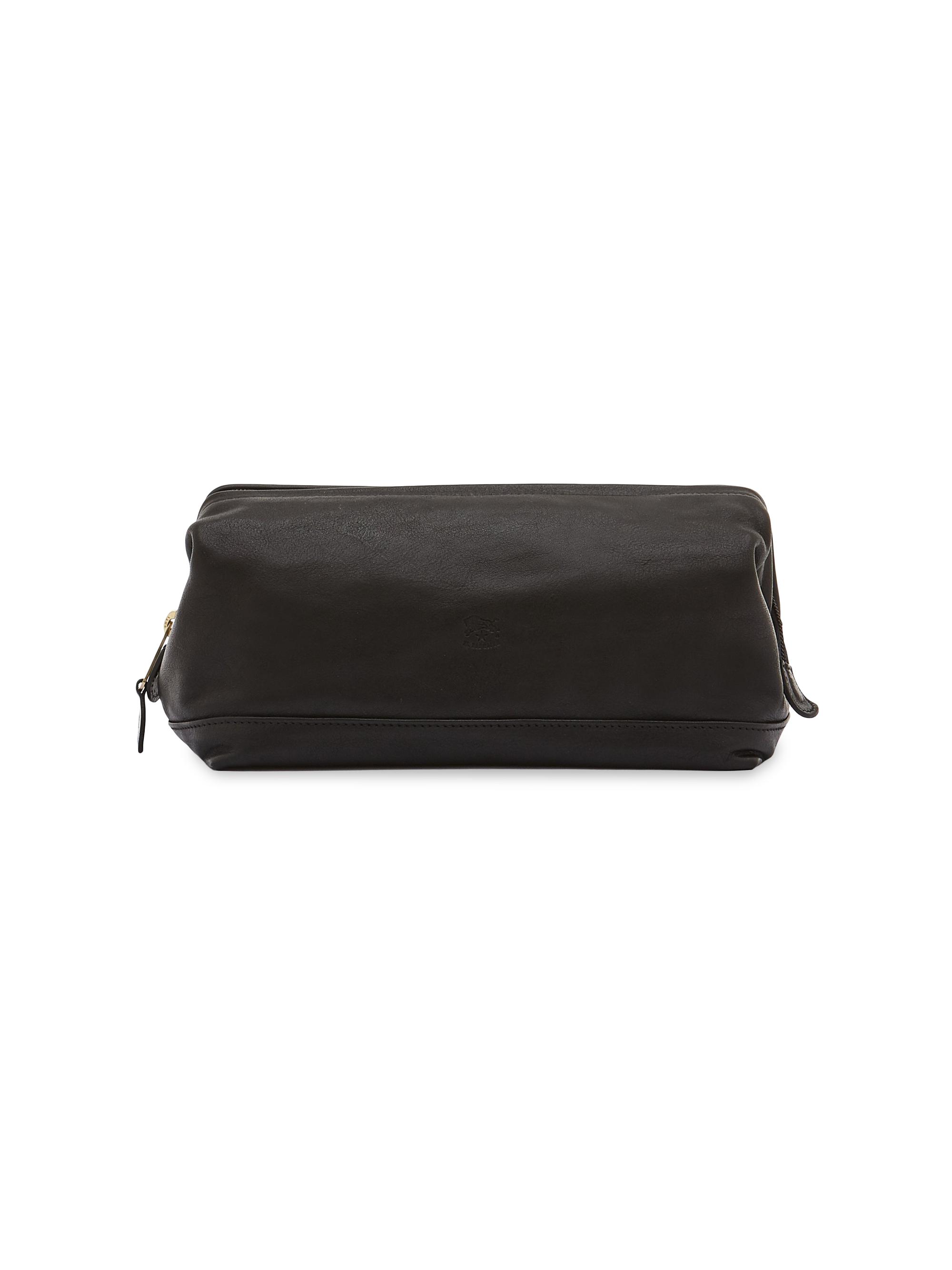 Il Bisonte Men's Vintage-Style Leather Travel Case - Vintage Black