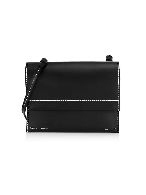 CELINE logo accordion Shoulder Bag Leather Black