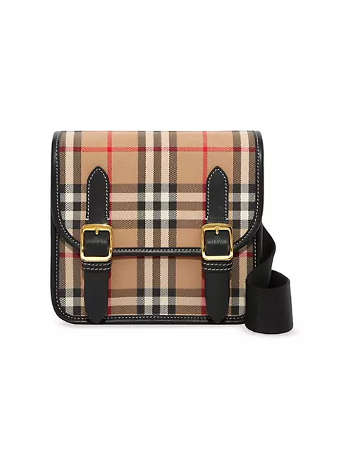 Burberry Shoulder Bag in Classic Check Coated Canvas and Black Leather Trim in Very Good Vintage Condition