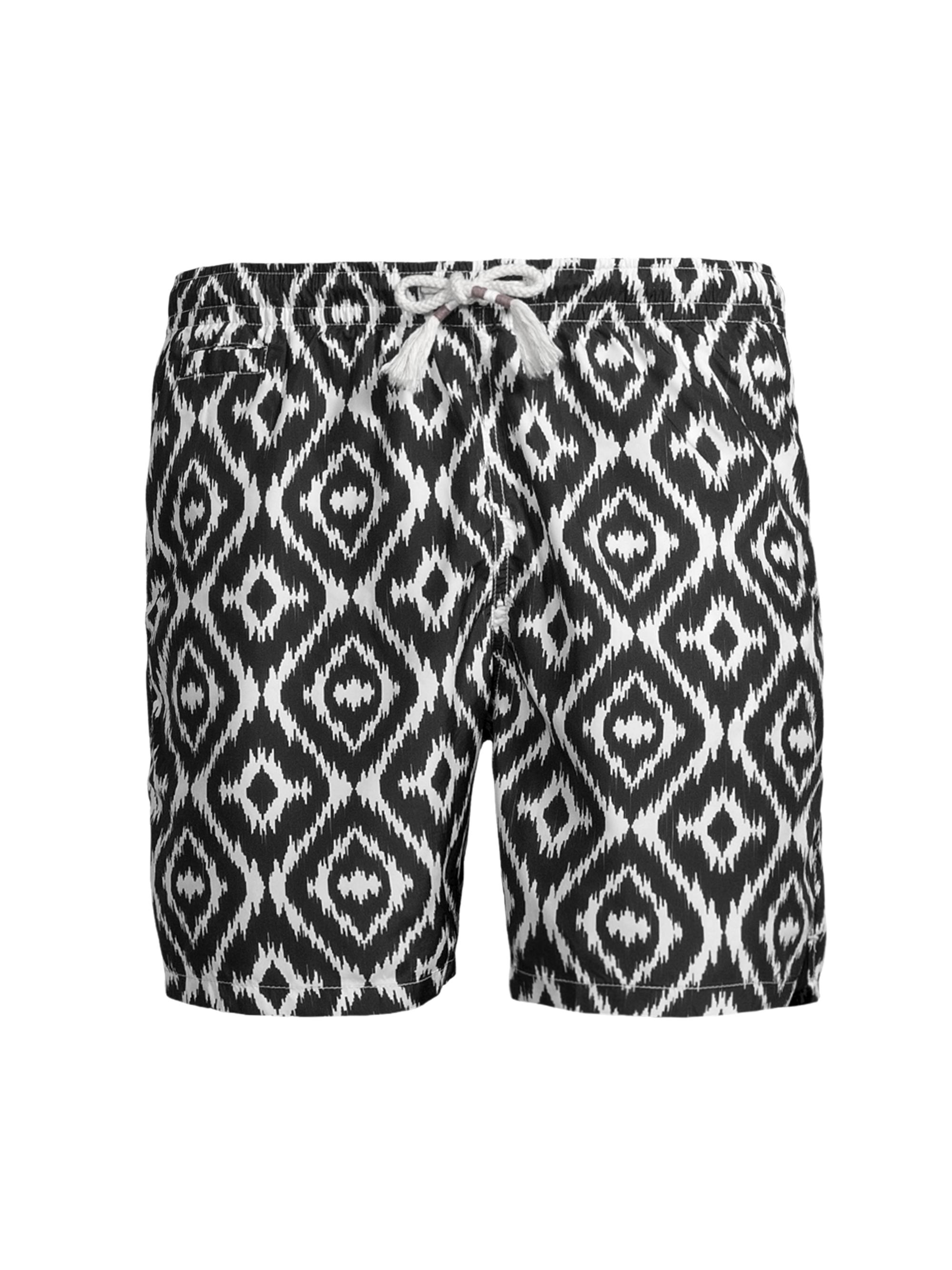 MC2 Saint Barth Men's Geometric Swim Trunks - Black White