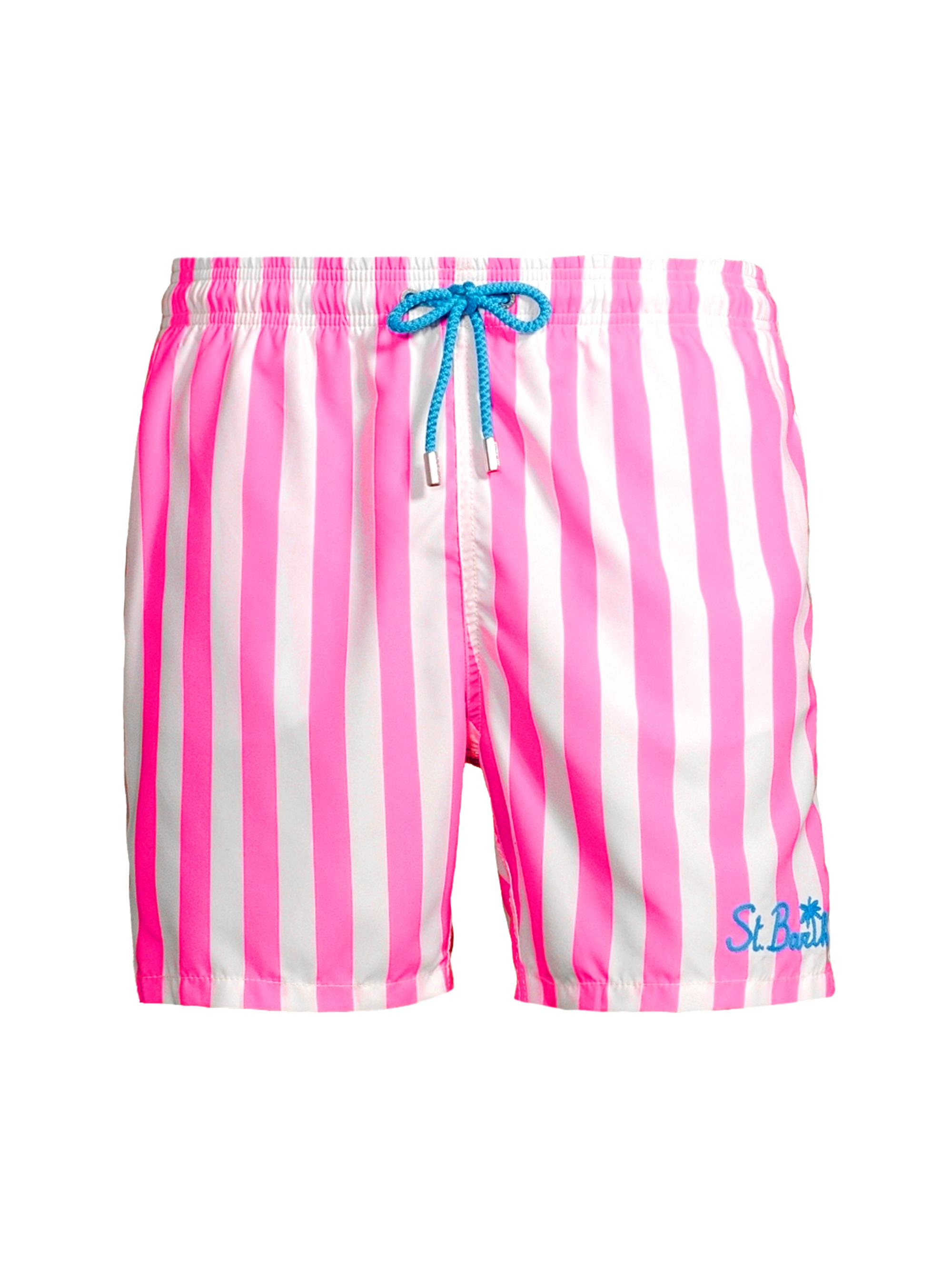 MC2 Saint Barth Men's Striped Drawstring Swim Shorts - Pink