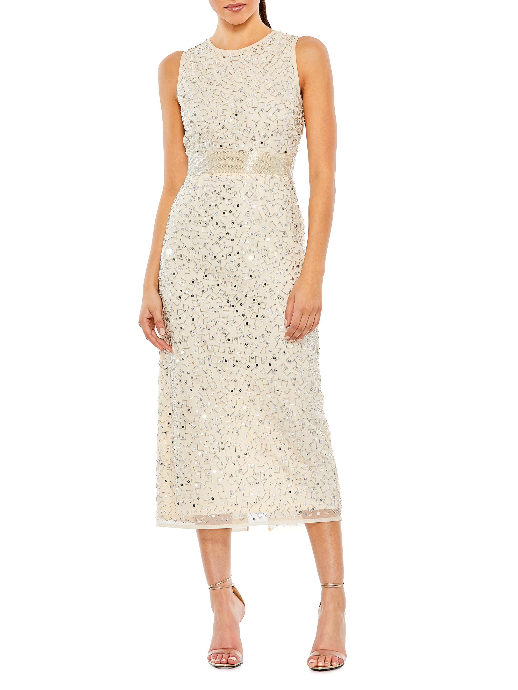 Mac Duggal Women's Embellished Belted Cocktail Dress - Silver