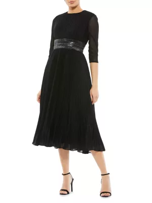 Shop Mac Duggal Pleated Belted Cocktail Dress | Saks Fifth Avenue