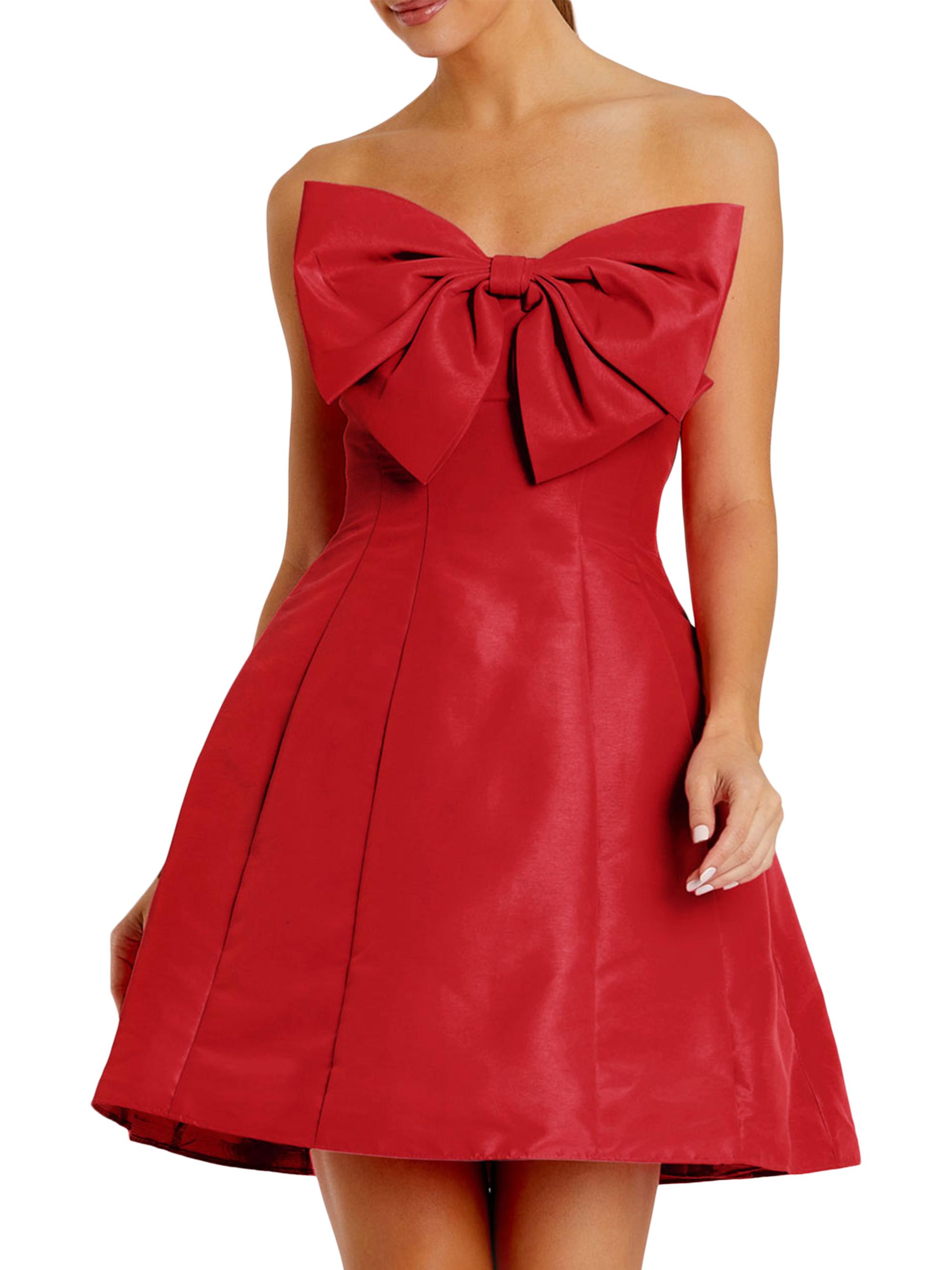 Mac Duggal Women's Strapless Bow Minidress - Red