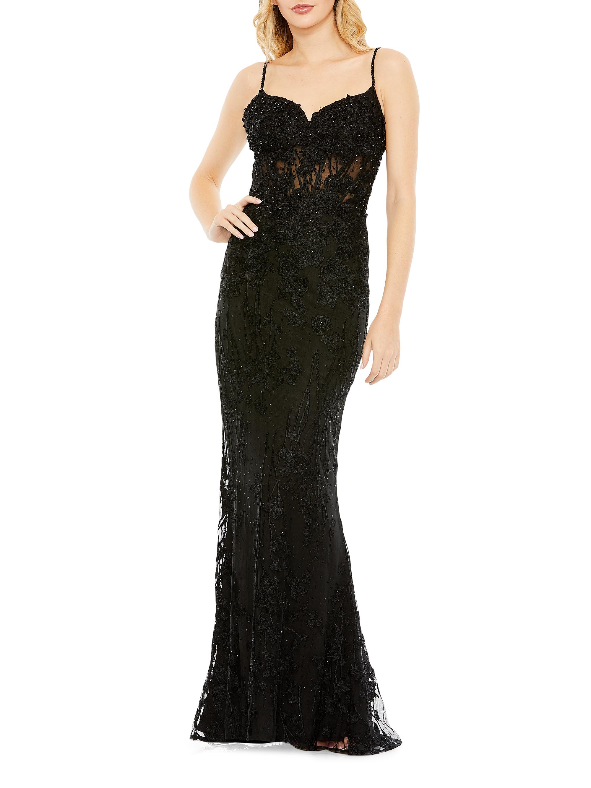 Mac Duggal Women's Lace Illusion Bodice Gown - Black