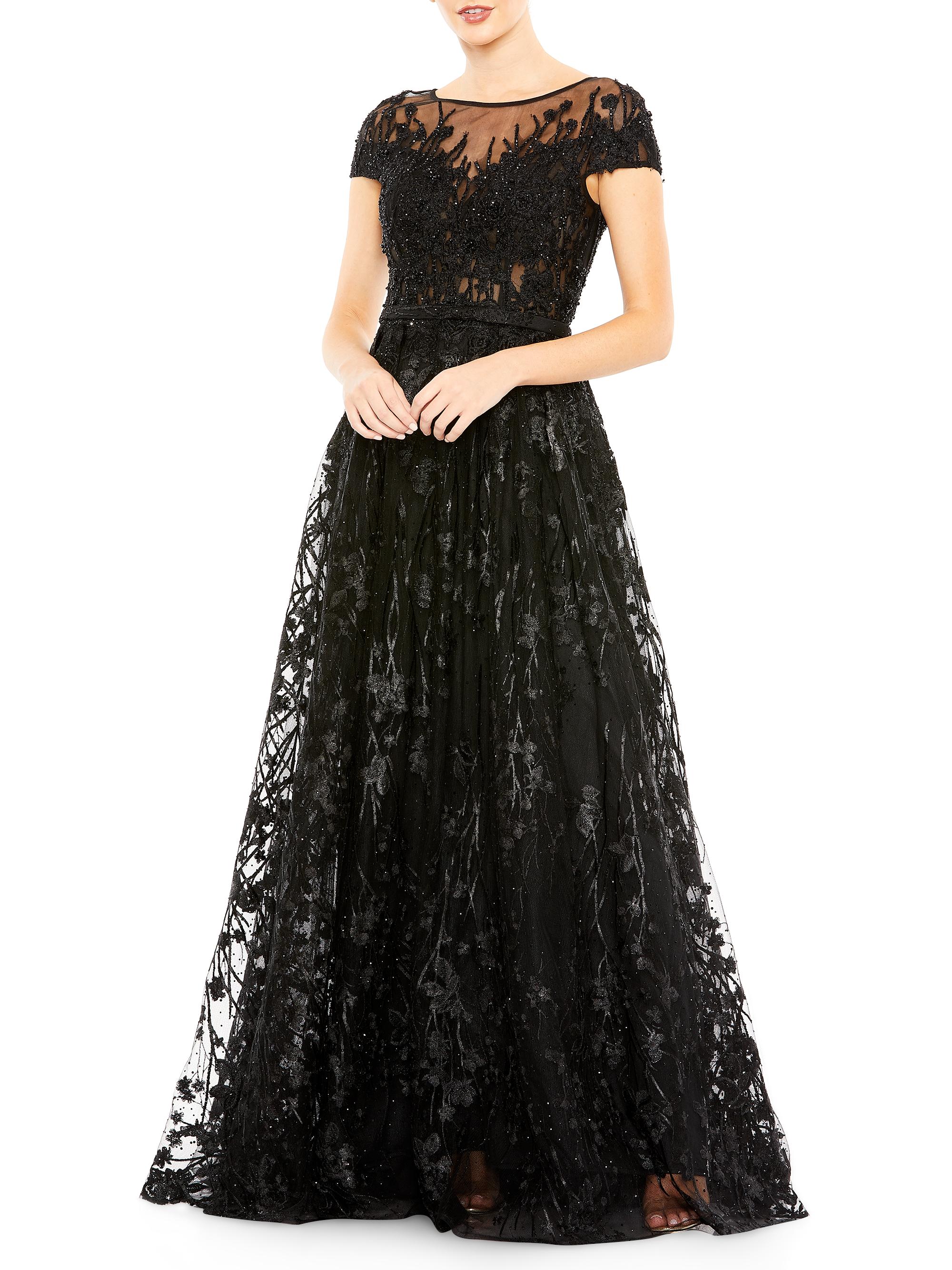 Mac Duggal Women's Embellished Tulle A-Line Gown - Black