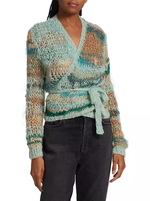 Metallic Knitted Tie Front Cardigan