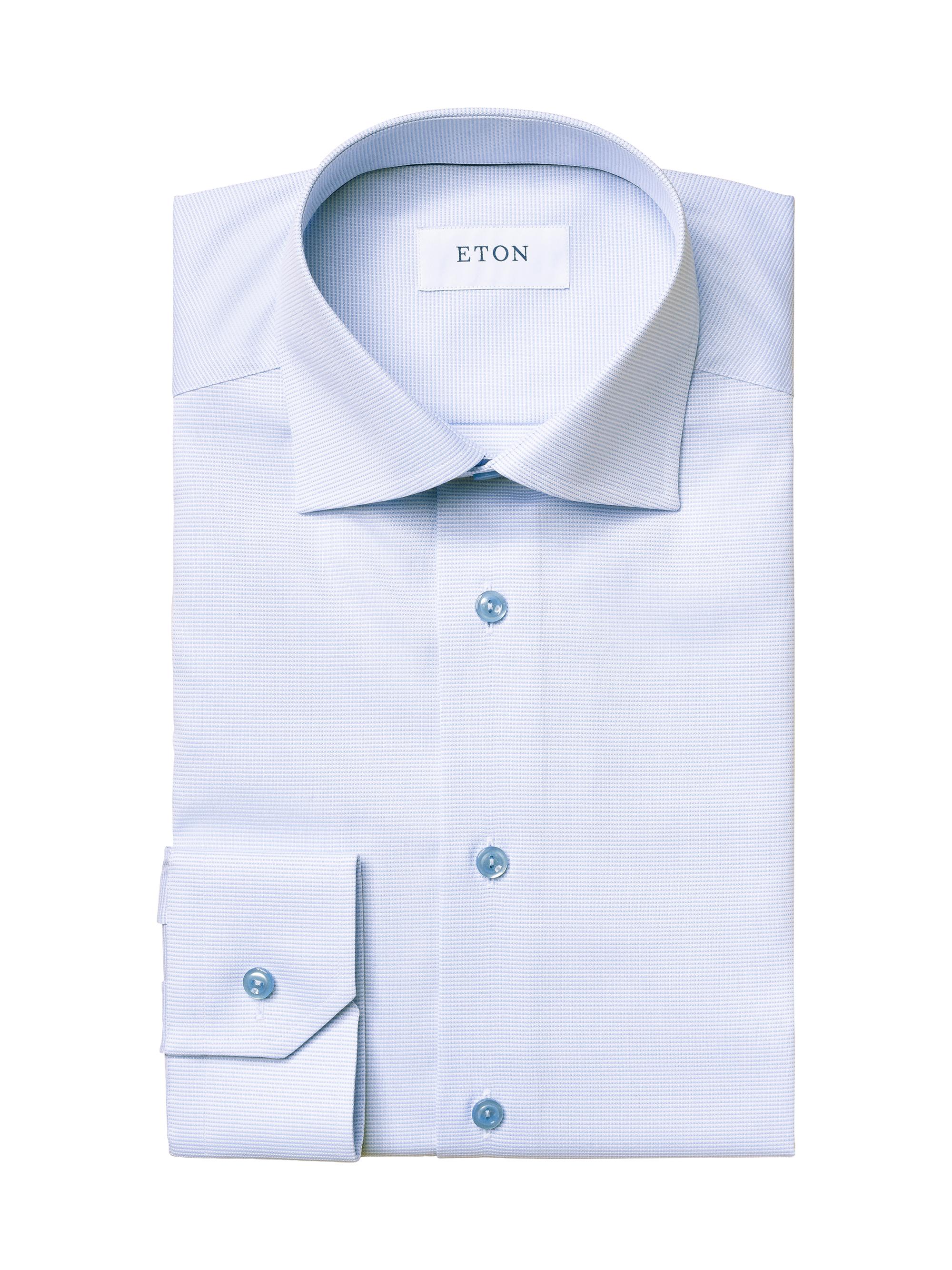 Eton Men's Slim-Fit Textured Solid Shirt - Blue