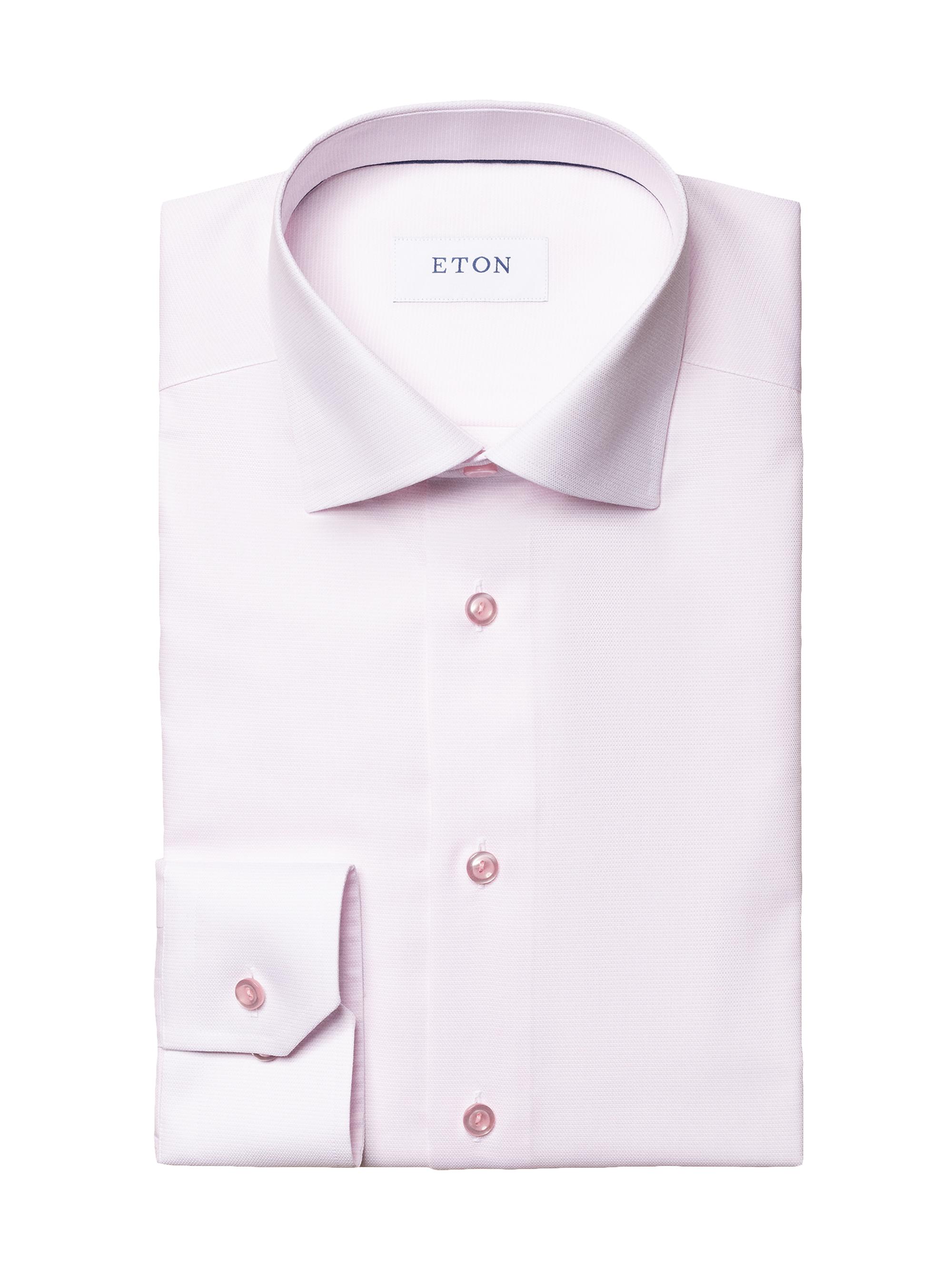 Eton Men's Slim-Fit Textured Solid Shirt - Pink Red
