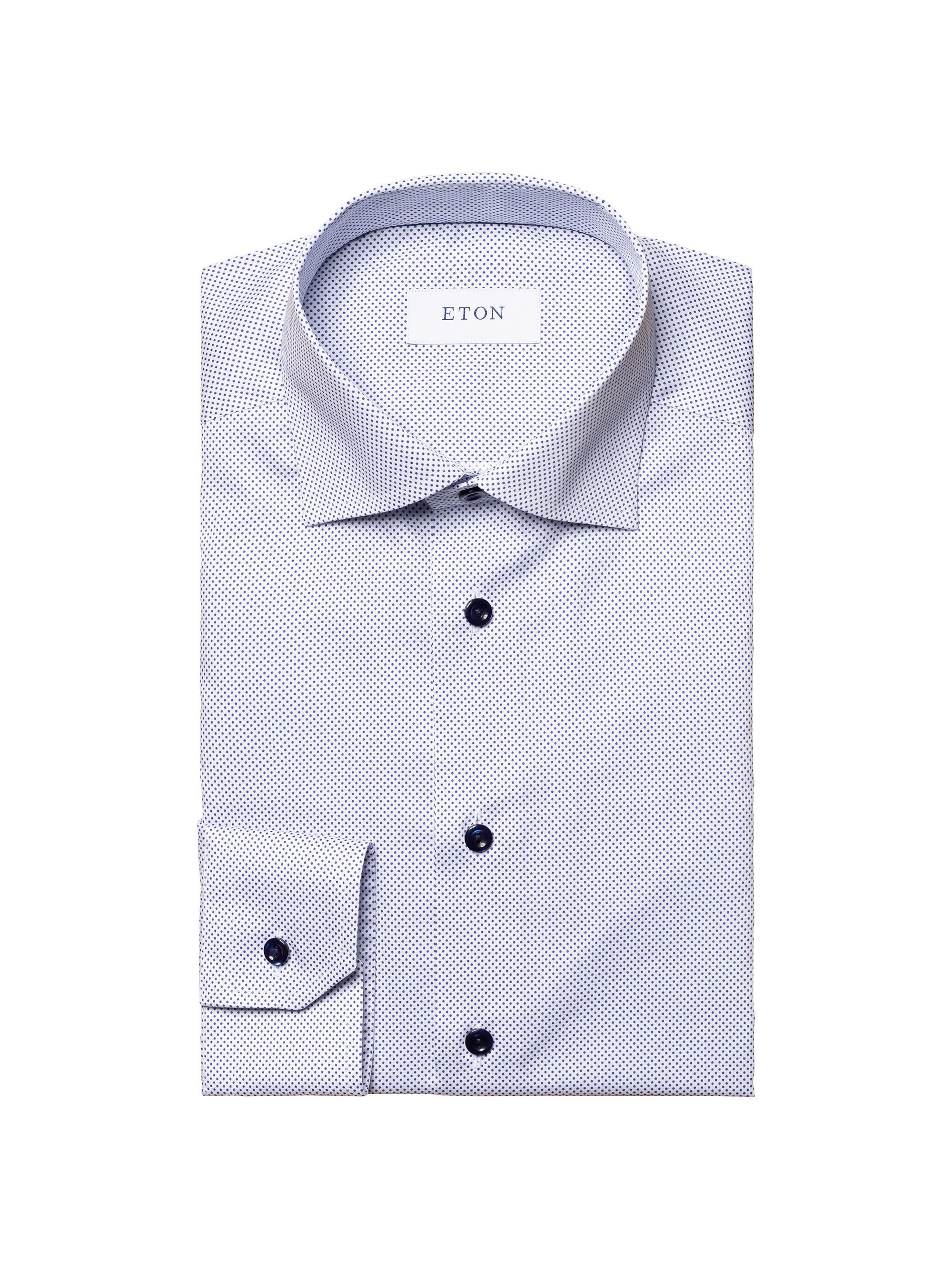 Eton Men's Slim Fit Polka Dot Print Shirt - White