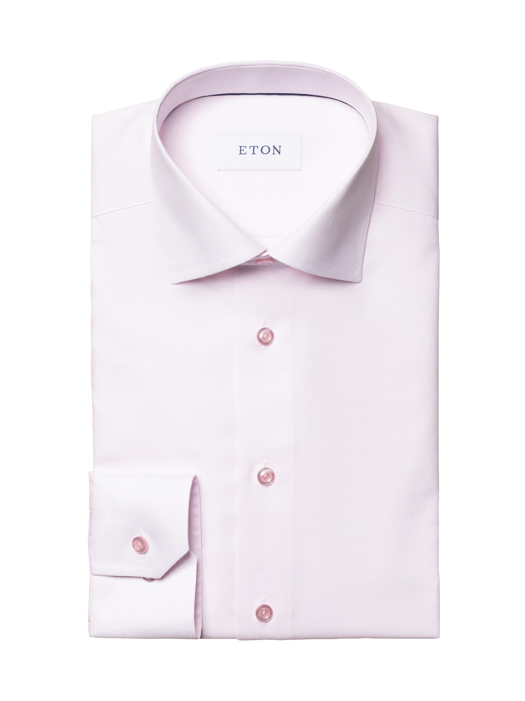 Eton Men's Contemporary-Fit Textured Solid Shirt - Pink Red