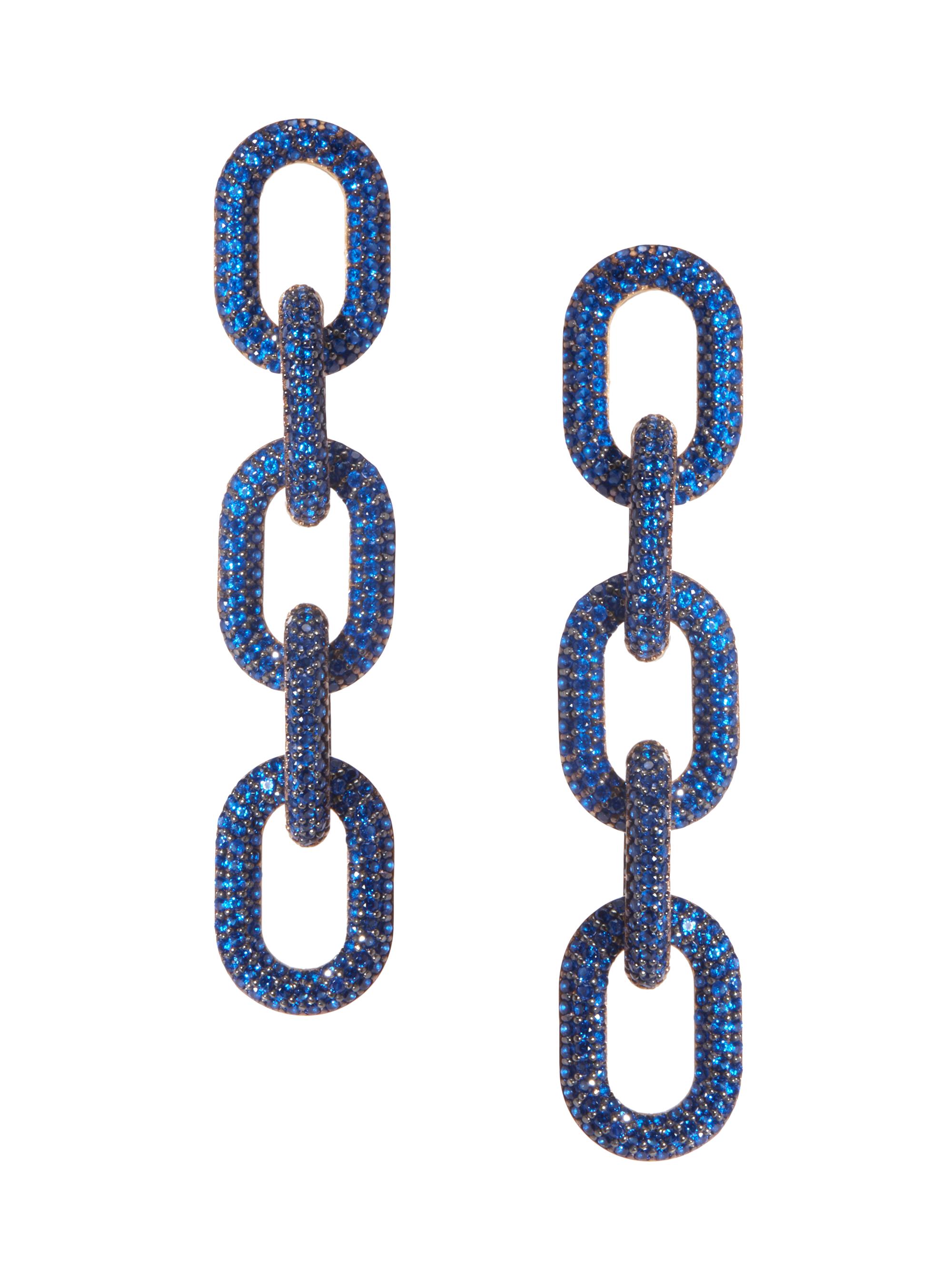 Nickho Rey Women's 14K-Yellow-Gold Vermeil & Crystal Oval-Link Drop Earrings - Midnight