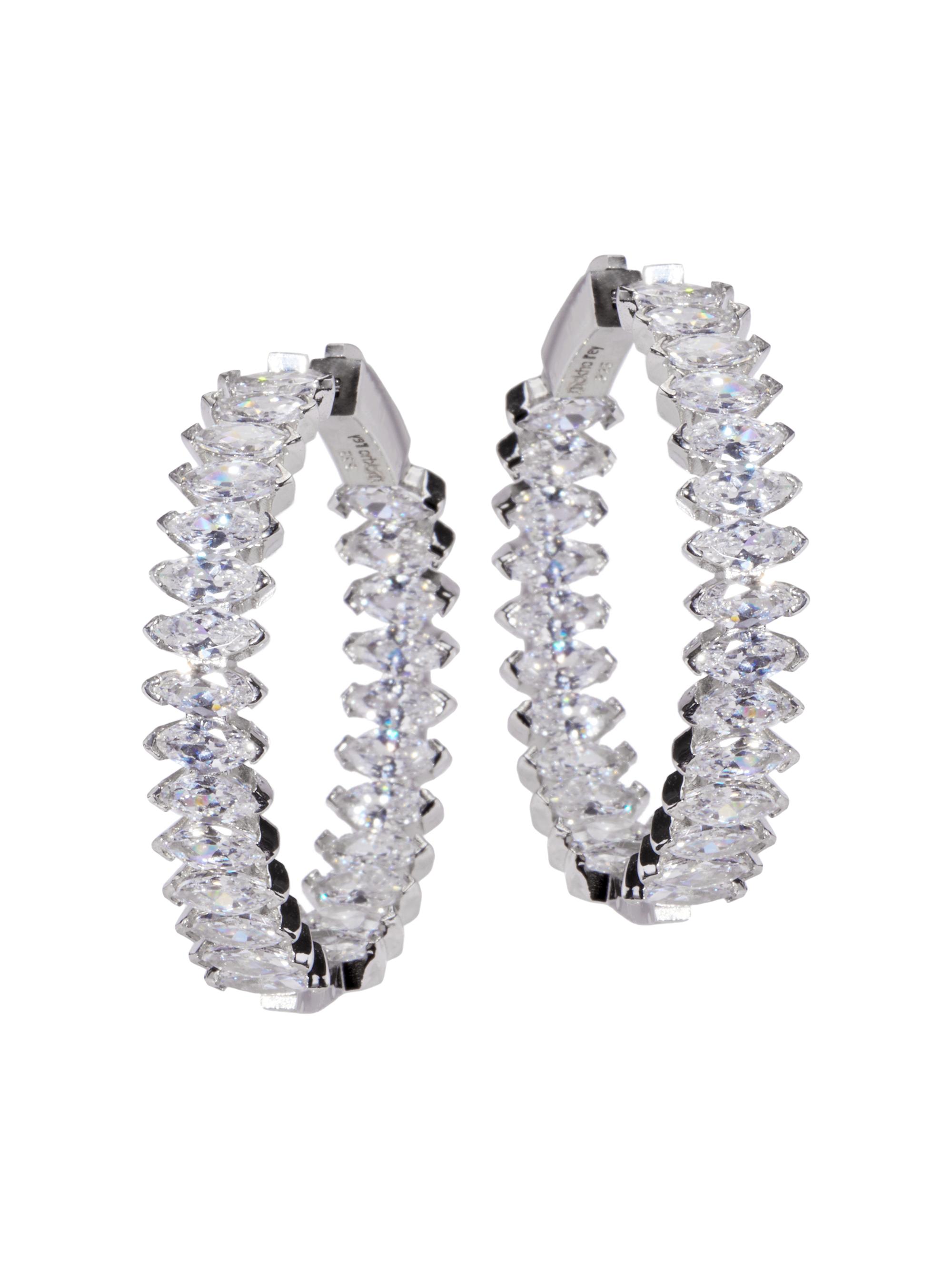 Nickho Rey Women's Marquise White Rhodium-Vermeil & Crystal Hoop Earrings - White Gold