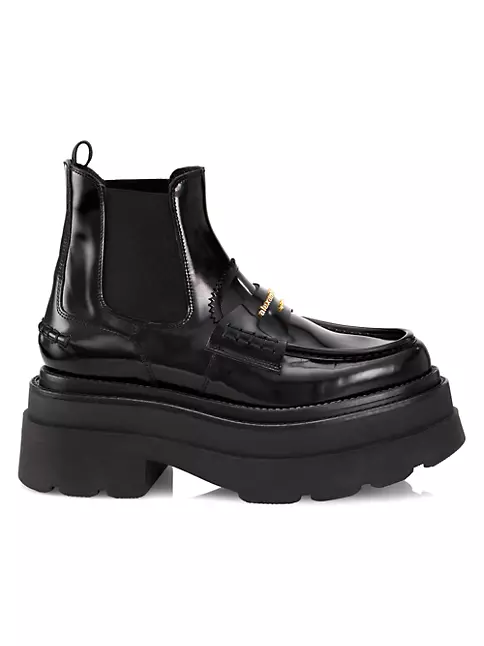 Mattiventon Black Platform Boots for Women Square Toe Chunky  Heel Combat Boot Mid Calf Goth Boots