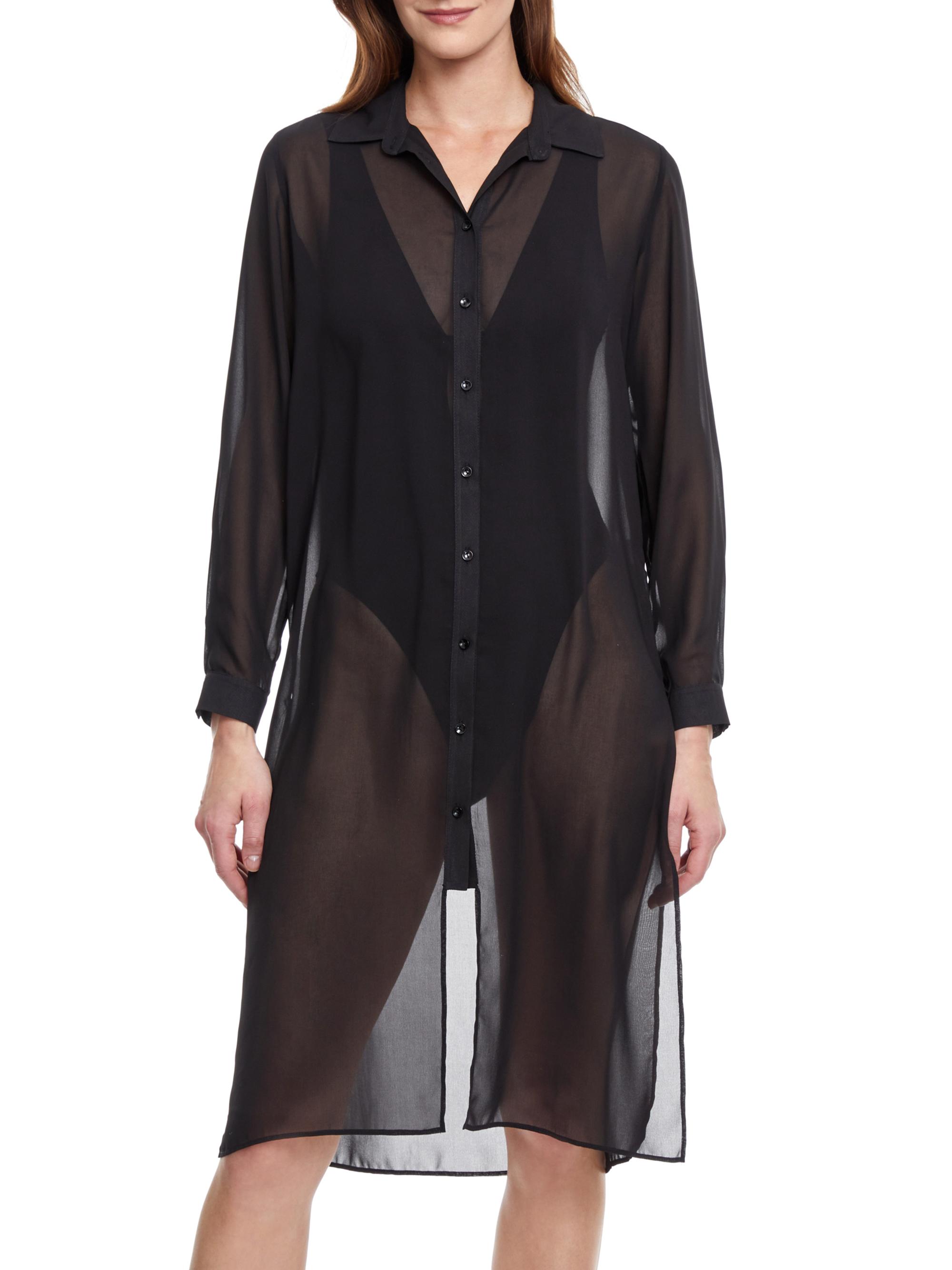 Gottex Swimwear Women's Splendid Long-Sleeve Tunic - Black