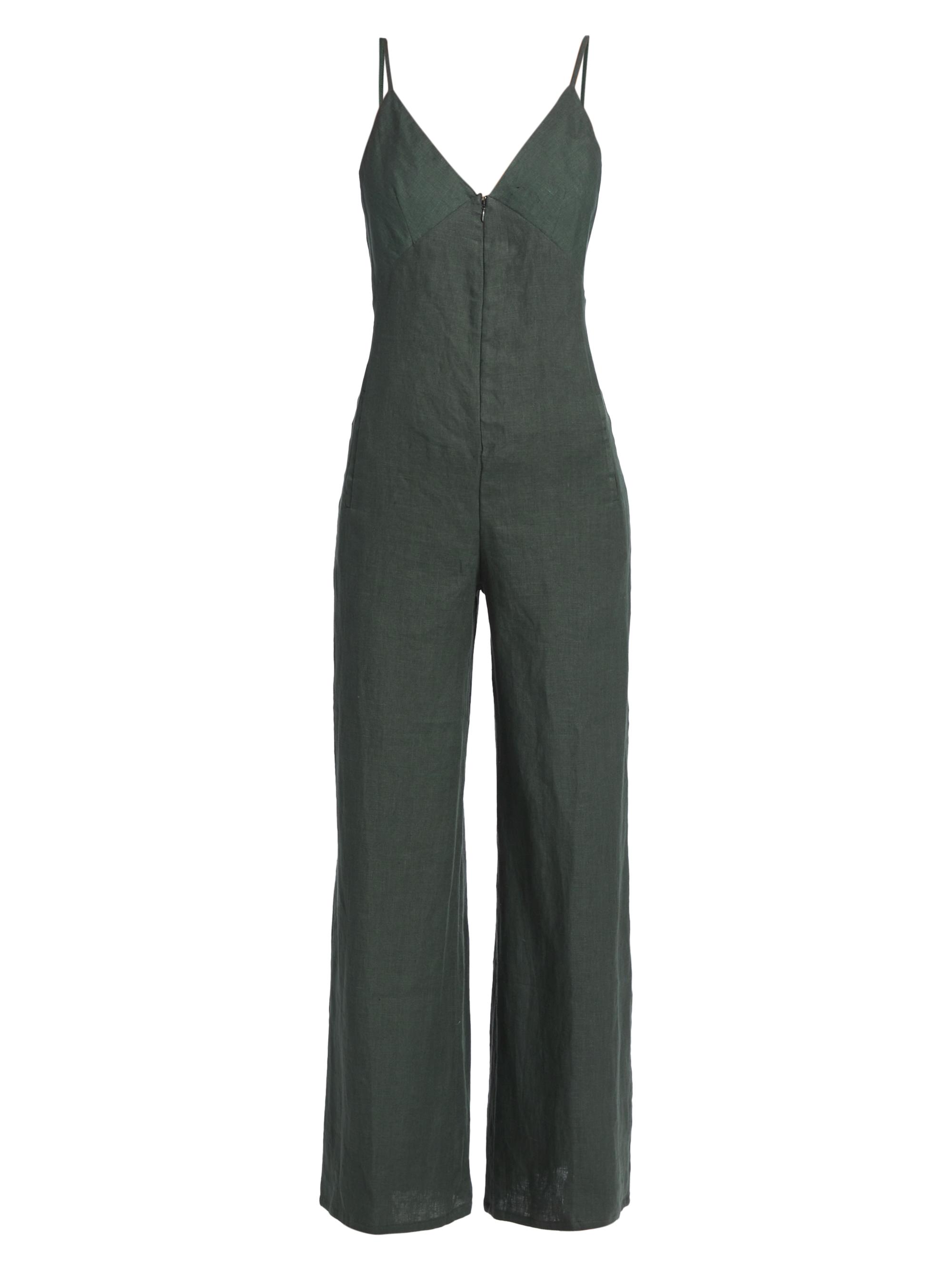 Rivet Utility Women's Foxy Silk-Blend Wide-Leg Jumpsuit - Black Linen