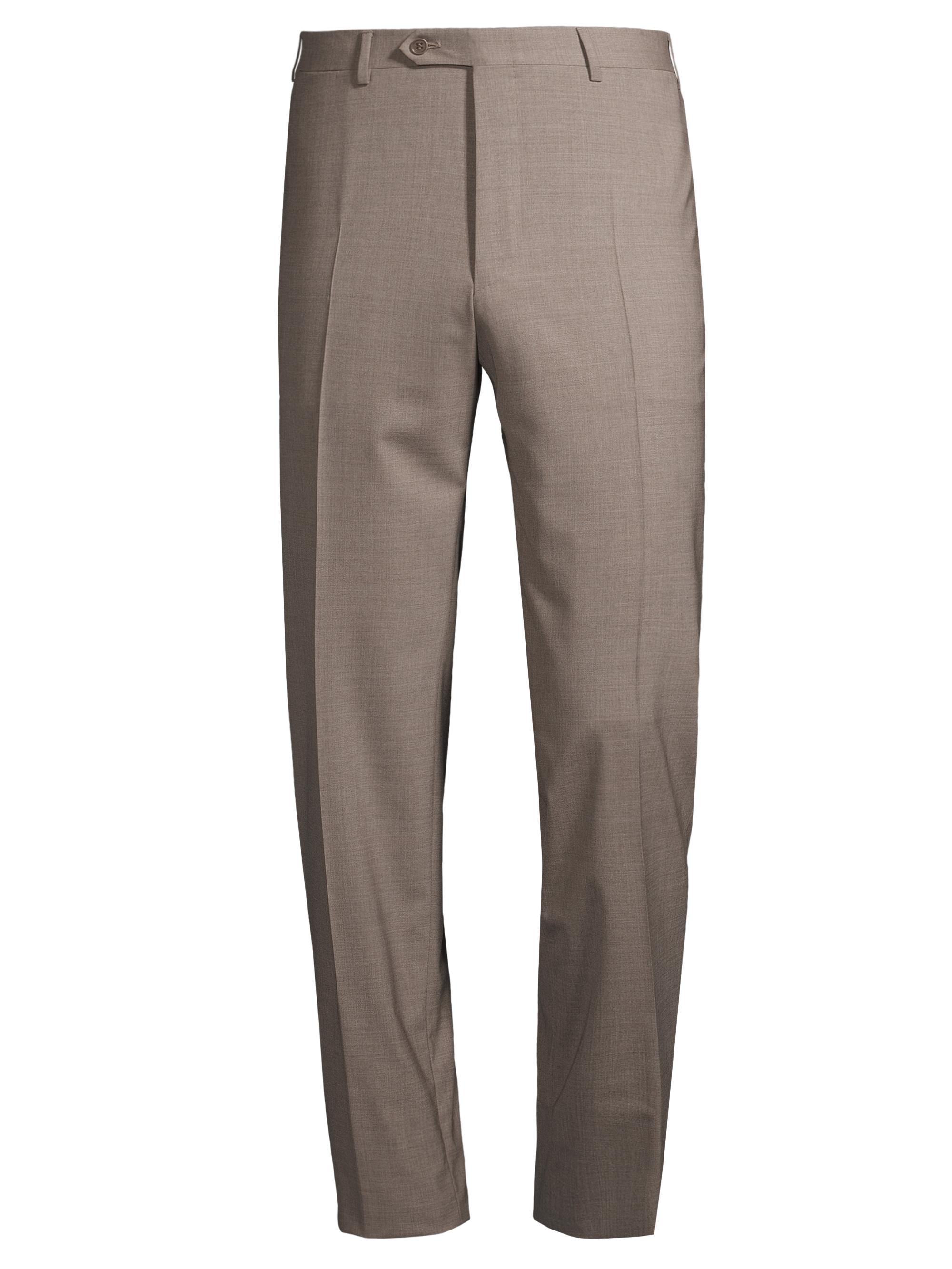 Canali Men's Textured Pleated Stretch-Wool Trousers - Tan