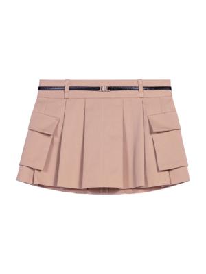 Maje pleat-detail belted mini skirt - Brown