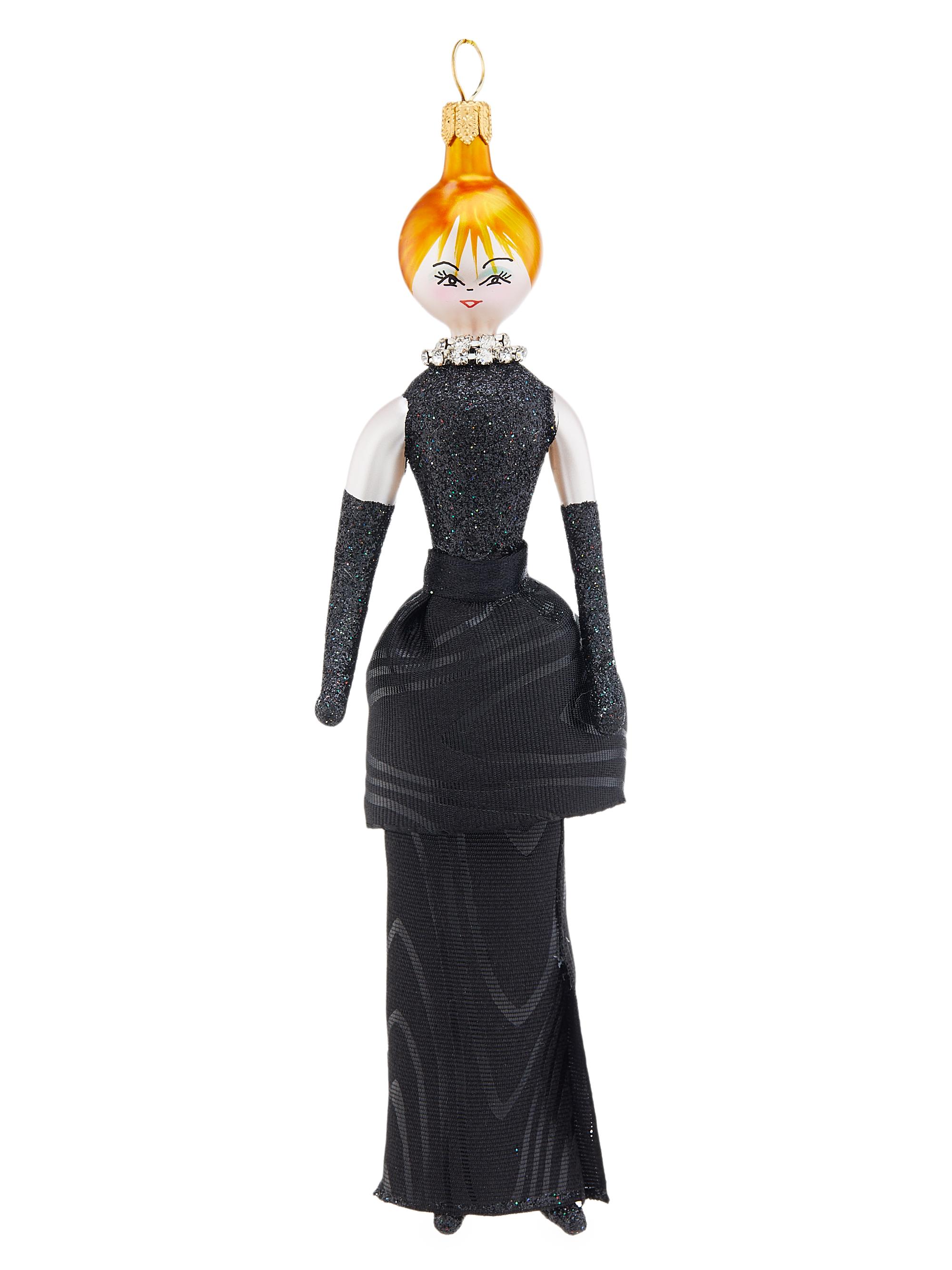 De Carlini Soffieria  Lady In Black Elegant Gown Ornament