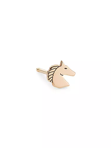 Itty Bitty Symbols 14K Yellow Gold Single Horse Stud Earring