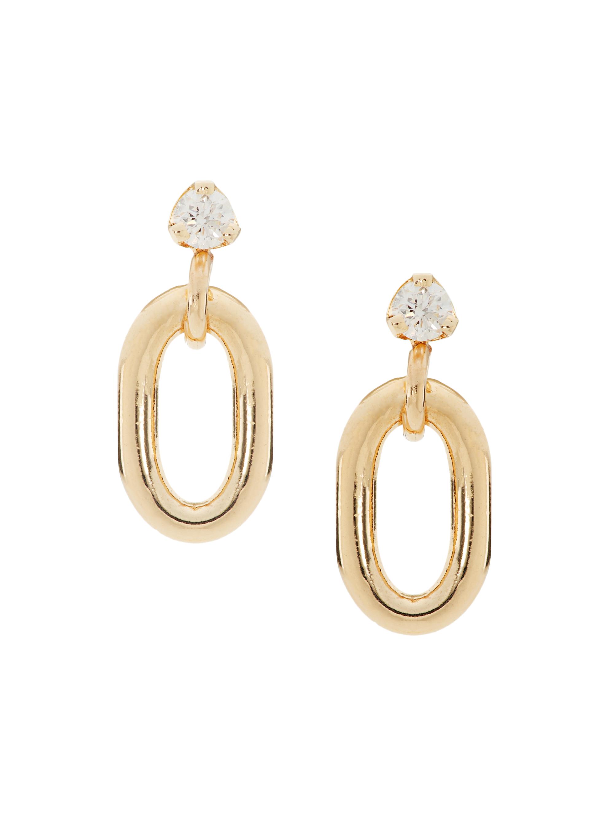 ZOE CHICCO Women's 14K Yellow Gold & White Diamond Oval Drop Earrings - Yellow Gold