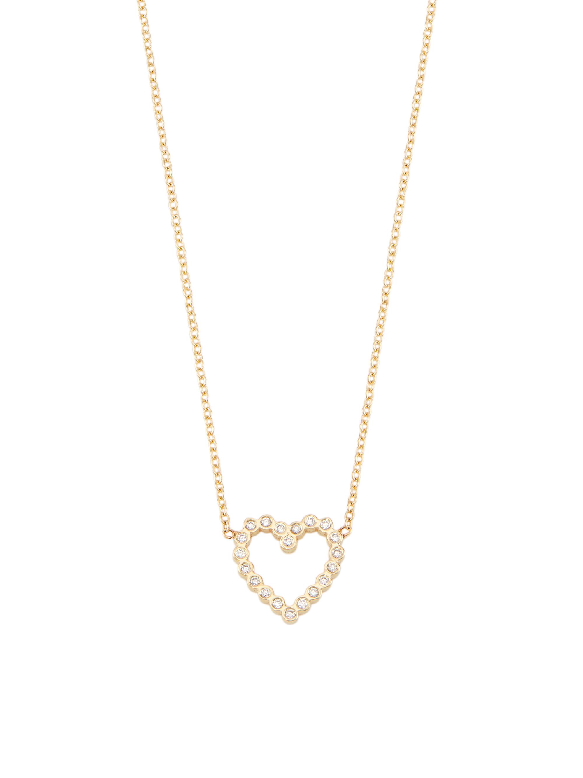 Zoë Chicco Women's 14K Yellow Gold & Diamond  Open Heart Pendant Necklace - Yellow Gold