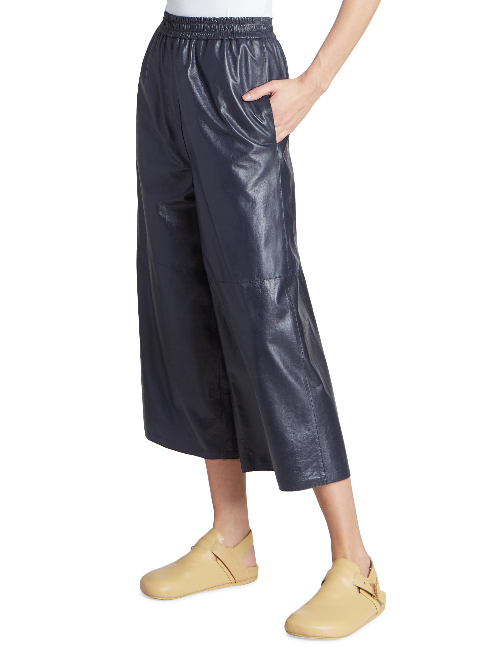 LOEWE Leather Cropped Wide-Leg Trousers | Saks Fifth Avenue