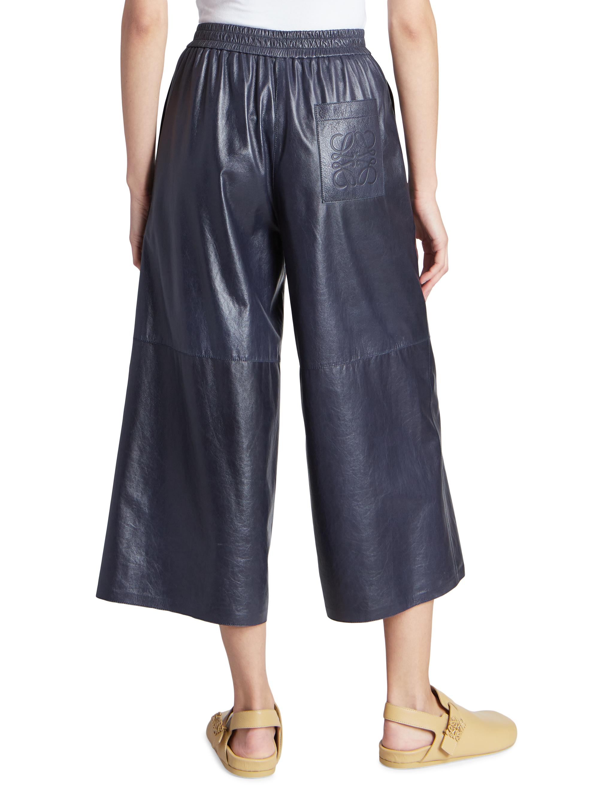 LOEWE Leather Cropped Wide-Leg Trousers | Saks Fifth Avenue