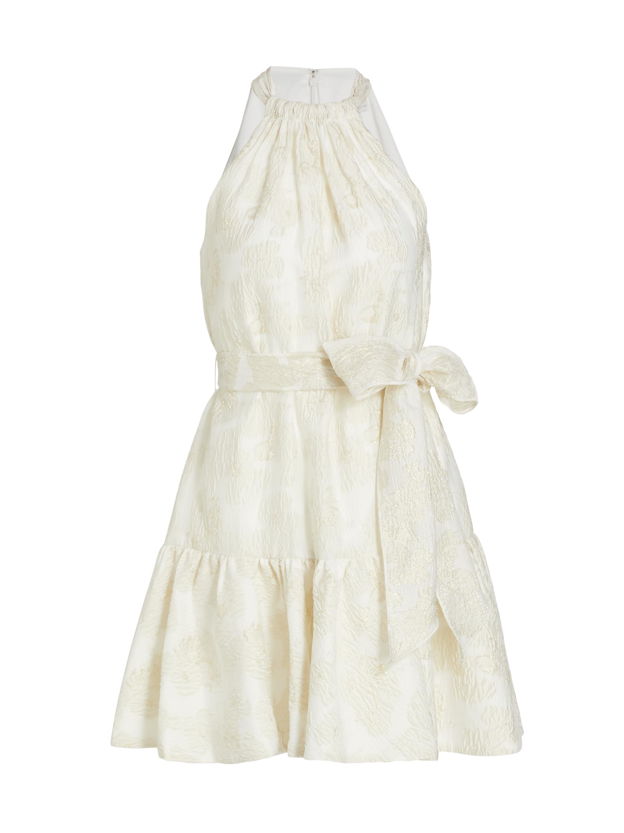 ML Monique Lhuillier Women's Metallic Jacquard Halter Minidress - | Thumbnail 8